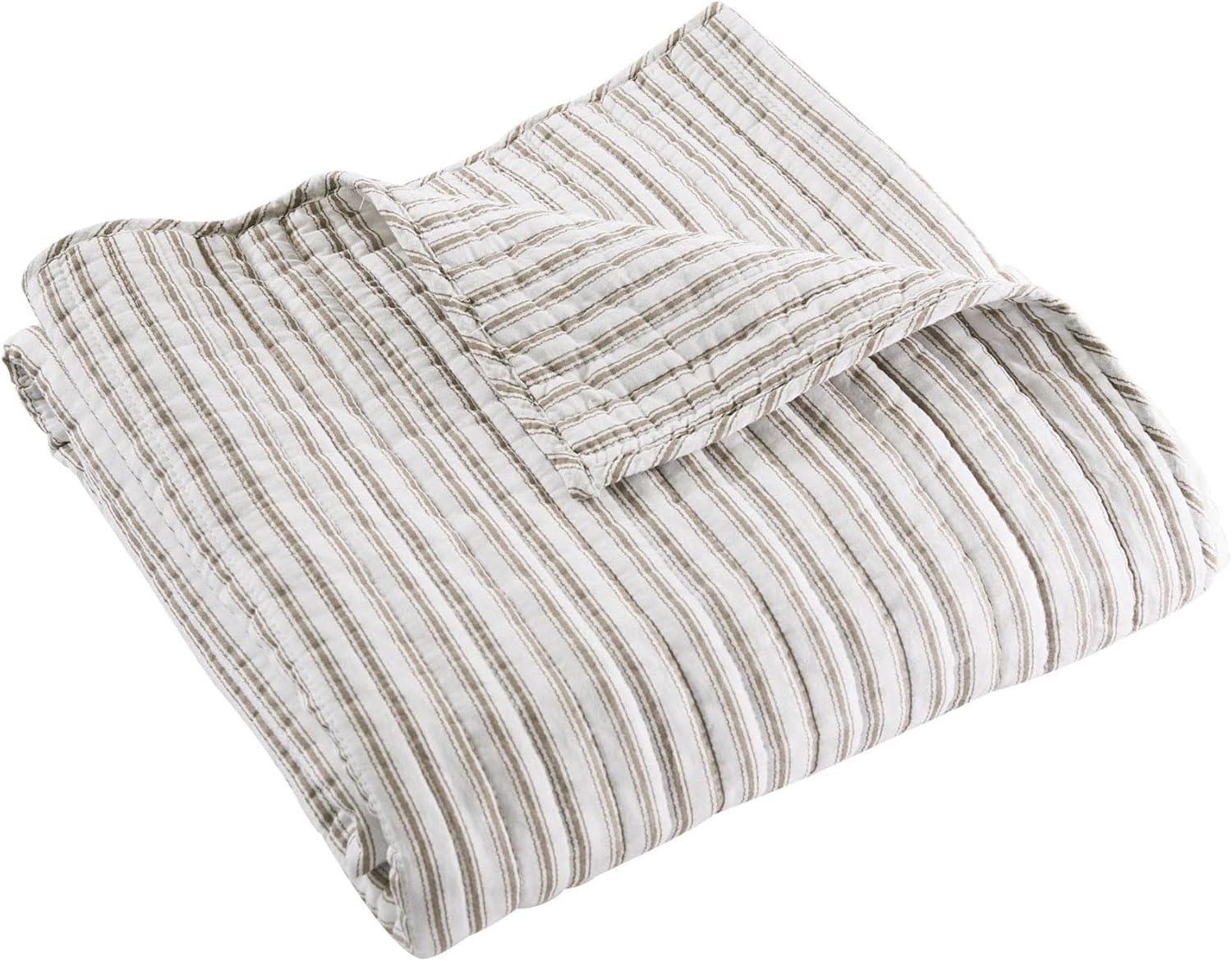 Tobago Stripe Taupe Quilted Throw - Levtex Home