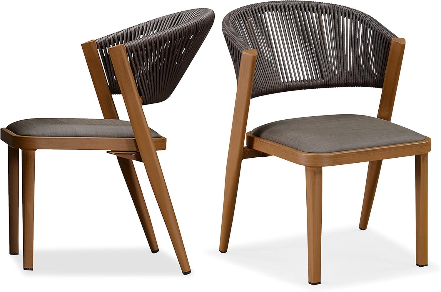 Outdoor Patio Dining Chairs with Cushions All Aluminum Frame for Lawn Garden Backyard Deck Patio in Gray(Set of 2)