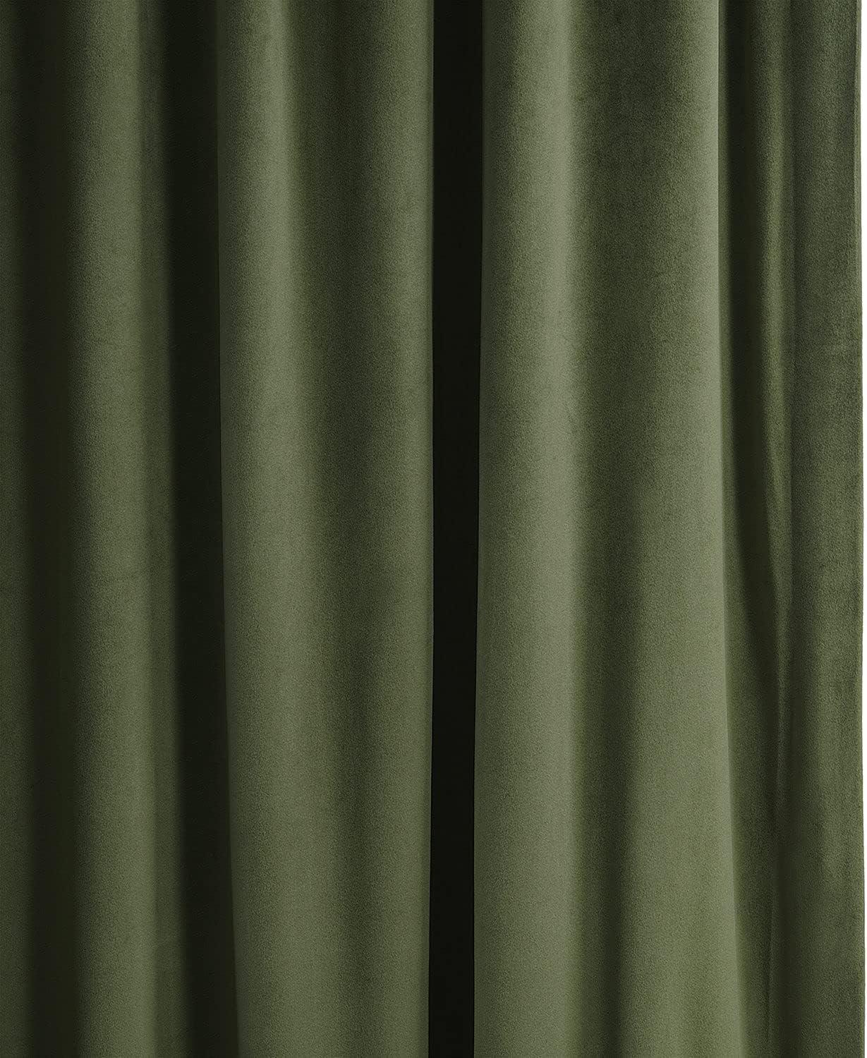 Hunter Green Velvet Blackout Thermal Curtain 50"W x 84"L