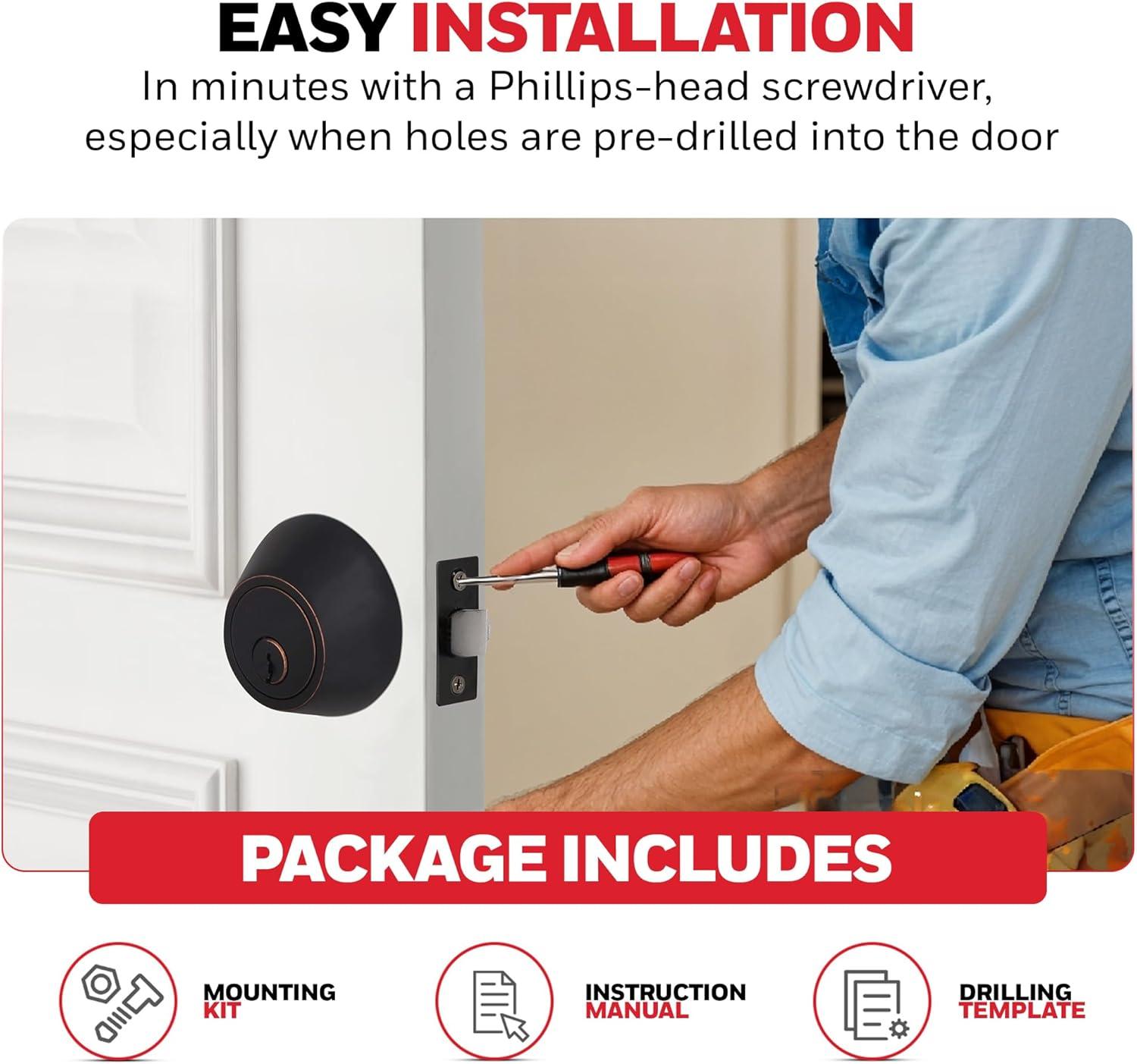 Honeywell Single Cylinder Deadbolt Door Lock, Oil Rubbed Bronze
