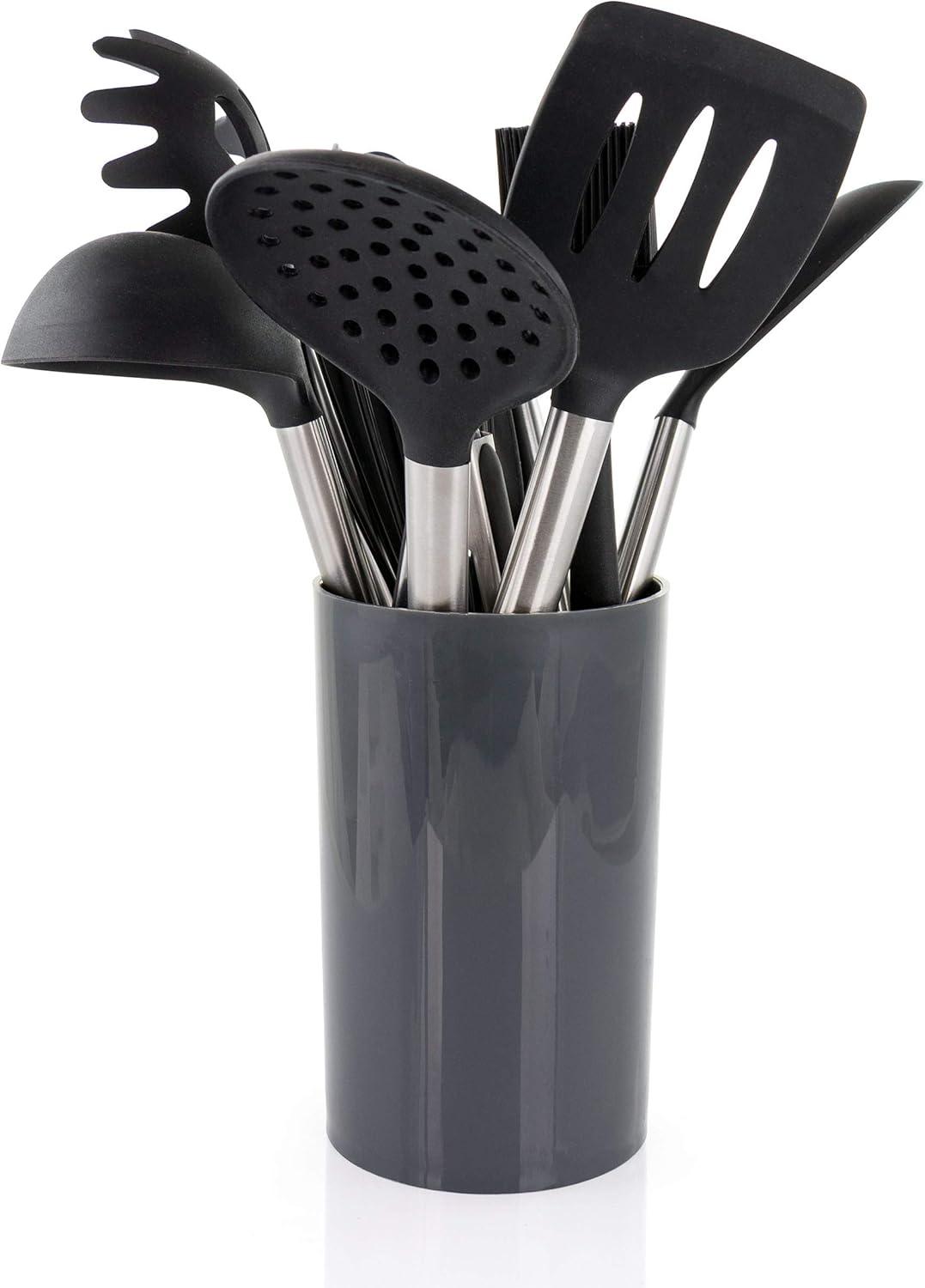 MegaChef 14 Piece Gray Silicone and Stainless Steel Cooking Utensils