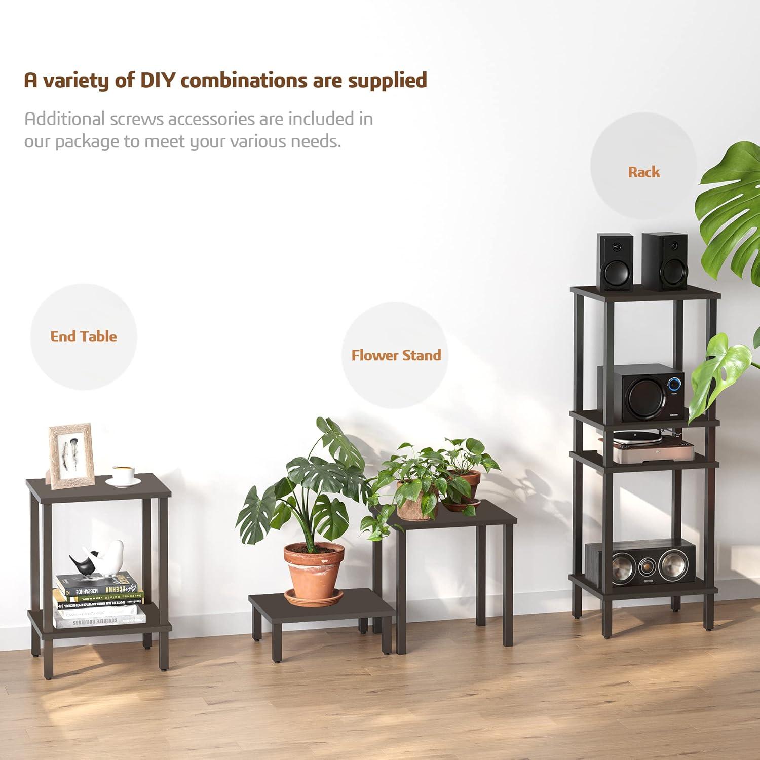 End Table With Charging Station, Side Table With USB Ports And Outlets, Nightstand, 2-Tier Storage Shelf, Sofa Table For Small Space, 1 Package(2PCS)