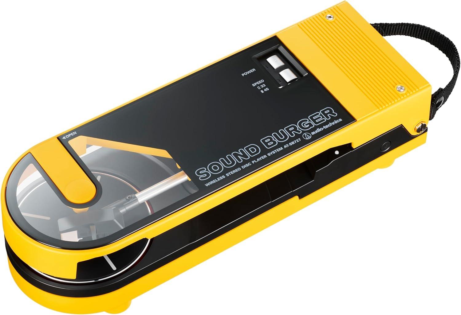 Yellow Portable Bluetooth Turntable with USB Connection