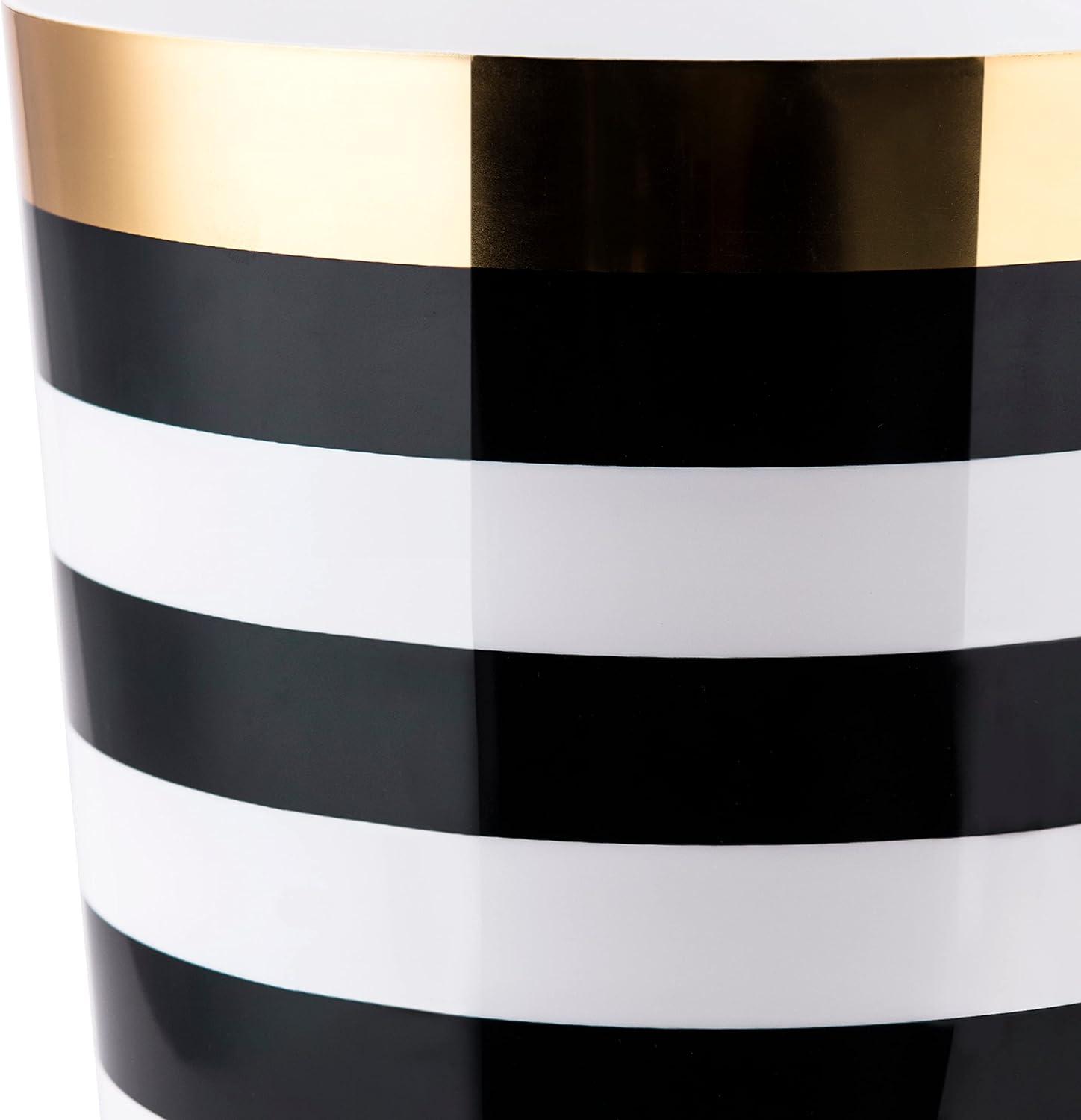 Derby Wastebasket Black/White - Allure Home Creations: Plastic, 5.6L Capacity, 9.6" Height, Elegant Design