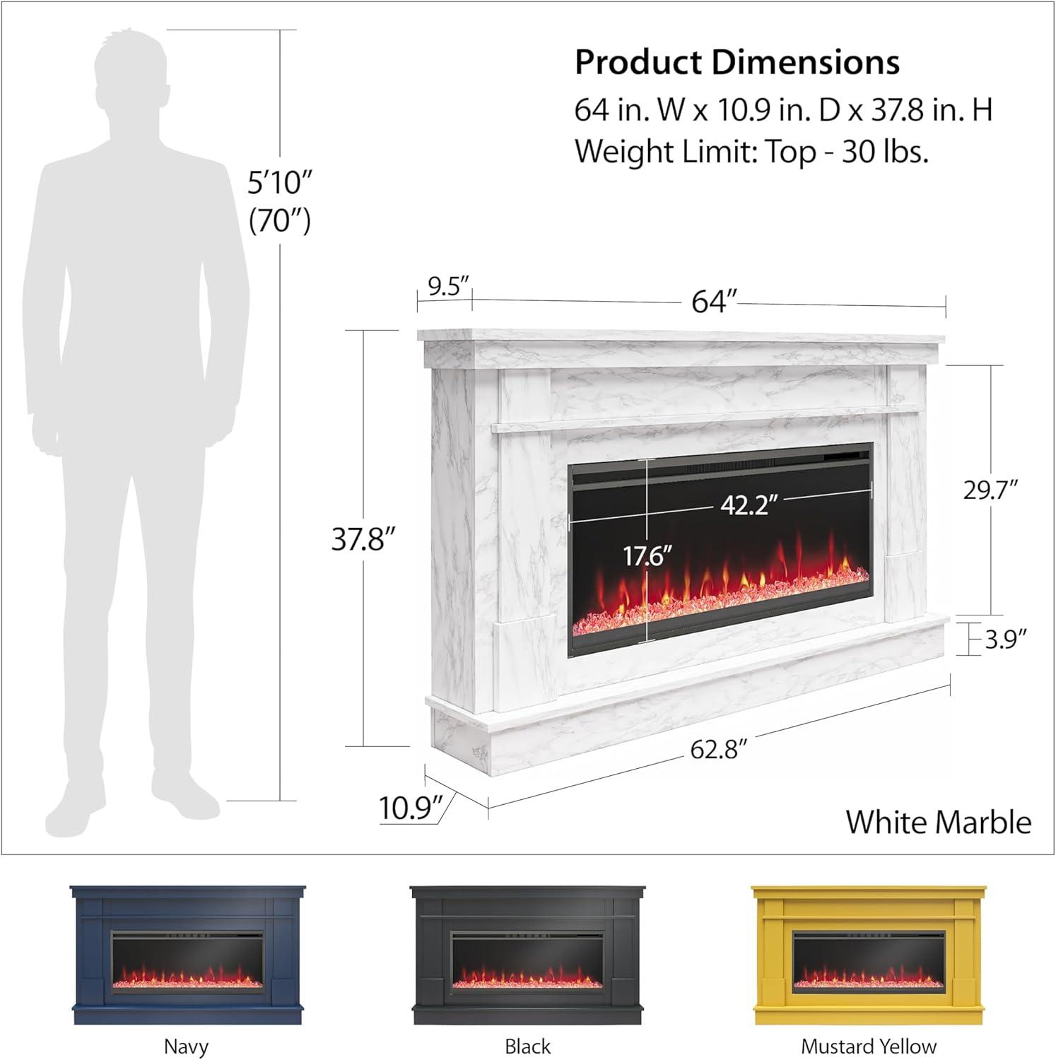 Waverly Wide Mantel with Linear Electric Fireplace