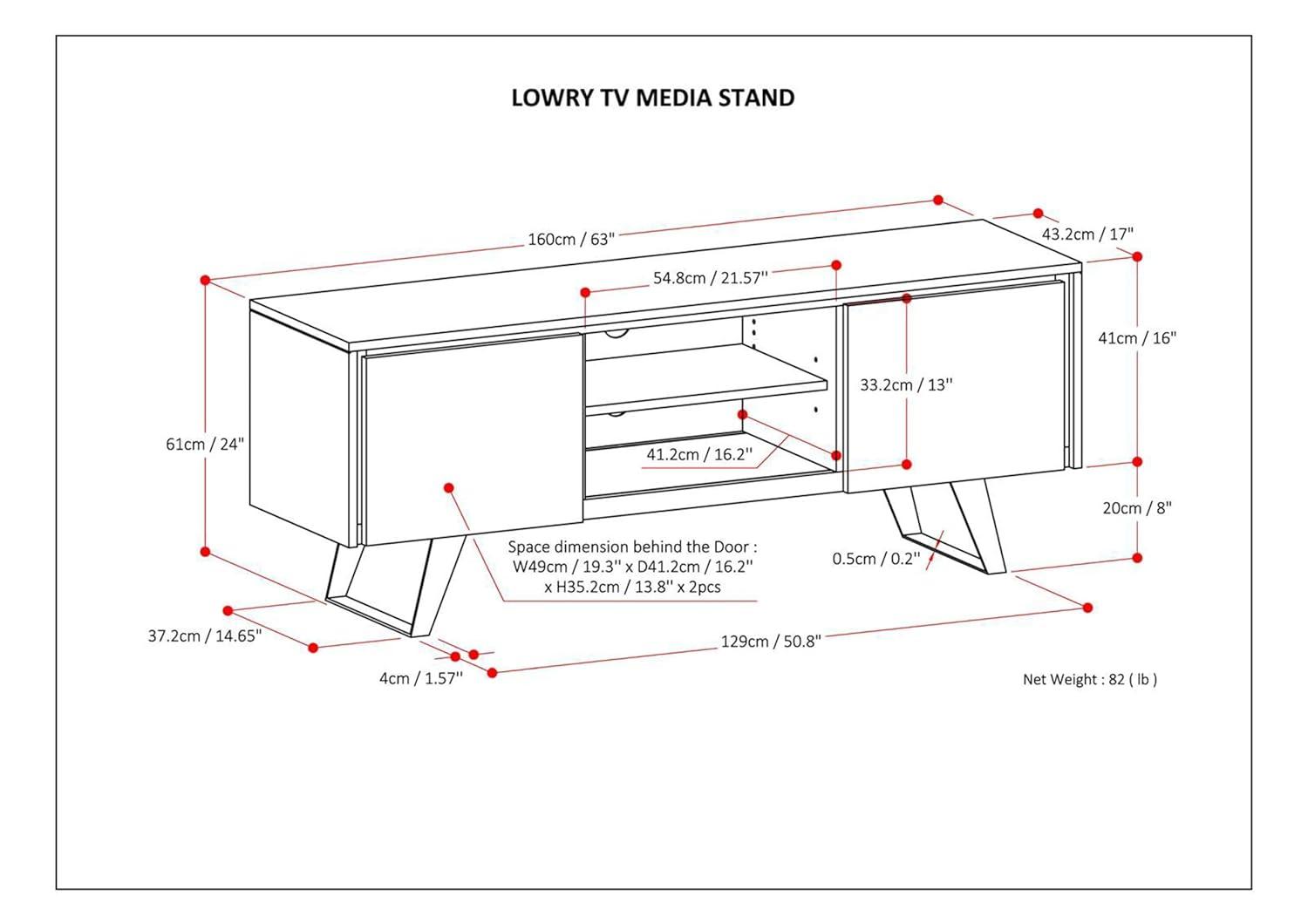 Simpli Home Lowry 63"W Solid Wood Modern Industrial TV Stand for TVs up to 70" with Storage