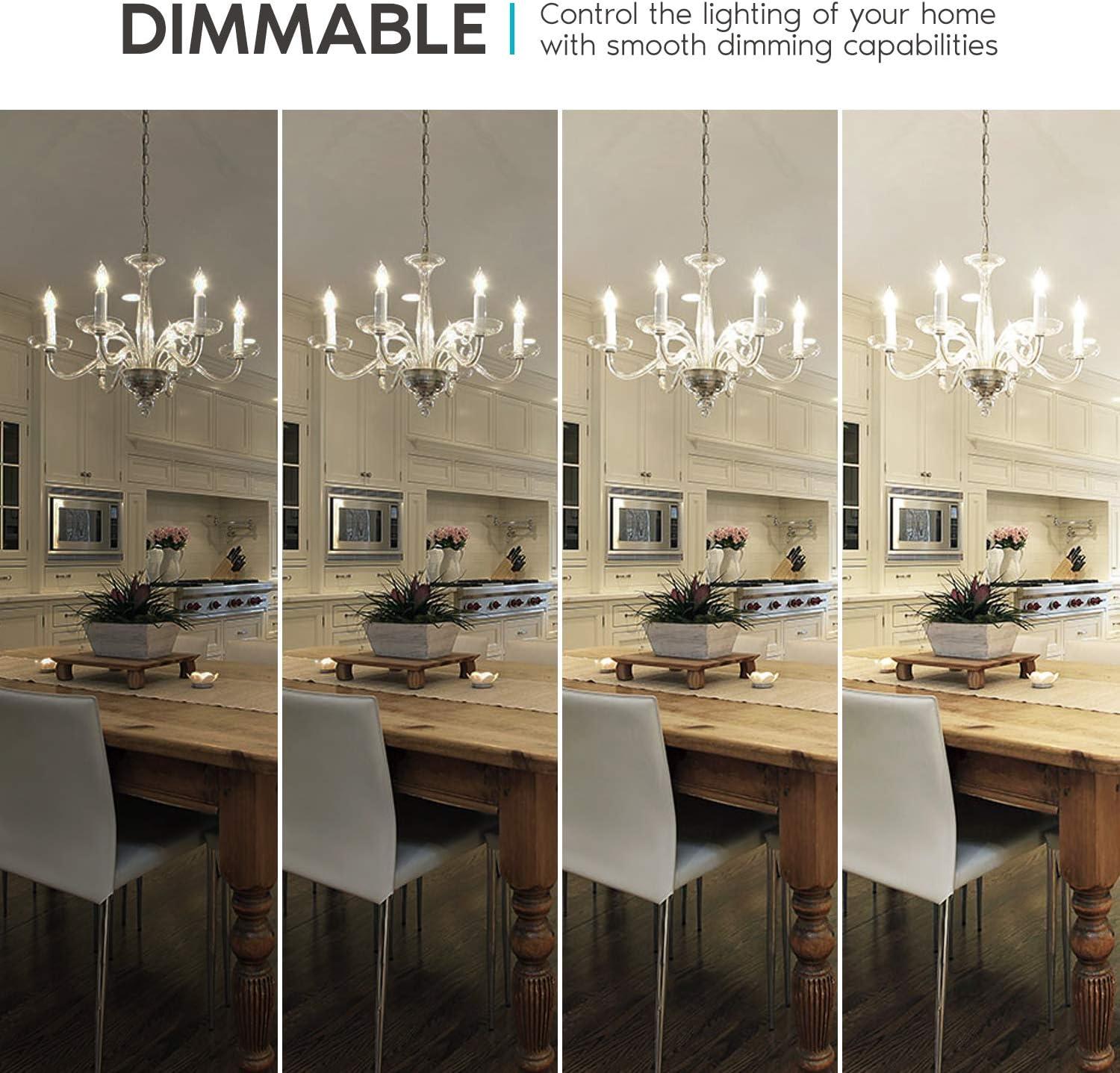 Luxrite 4W E12 Vintage Candelabra Dimmable LED Light Bulbs, 40W Equivalent 400 Lumens, 4000K Cool White, Flame Tip, 24-Pack