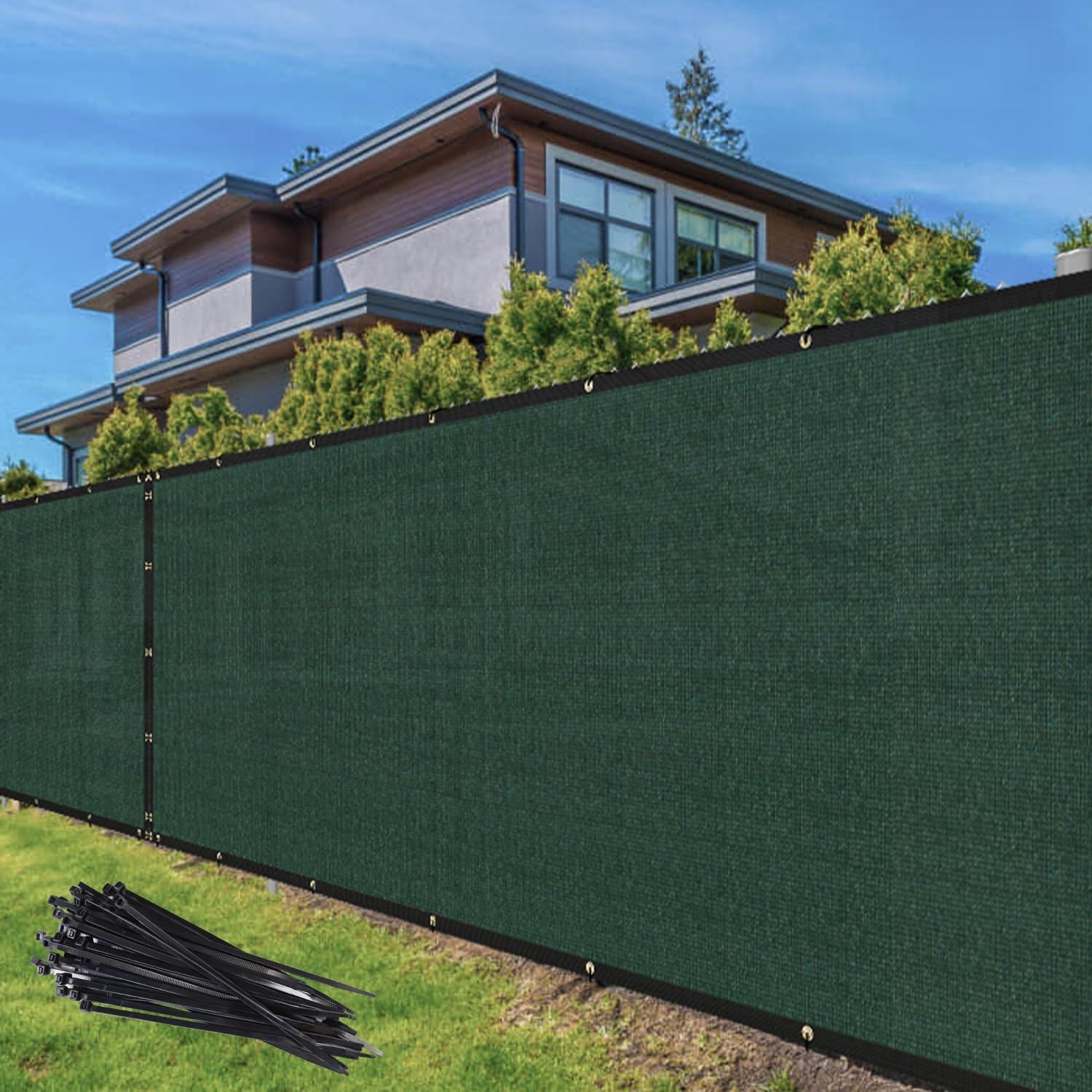 4' Feet x 50' Feet Dark Green Commercial Privacy Fence Screen Custom Available 3 Years Warranty 130 GSM 88% Blockage