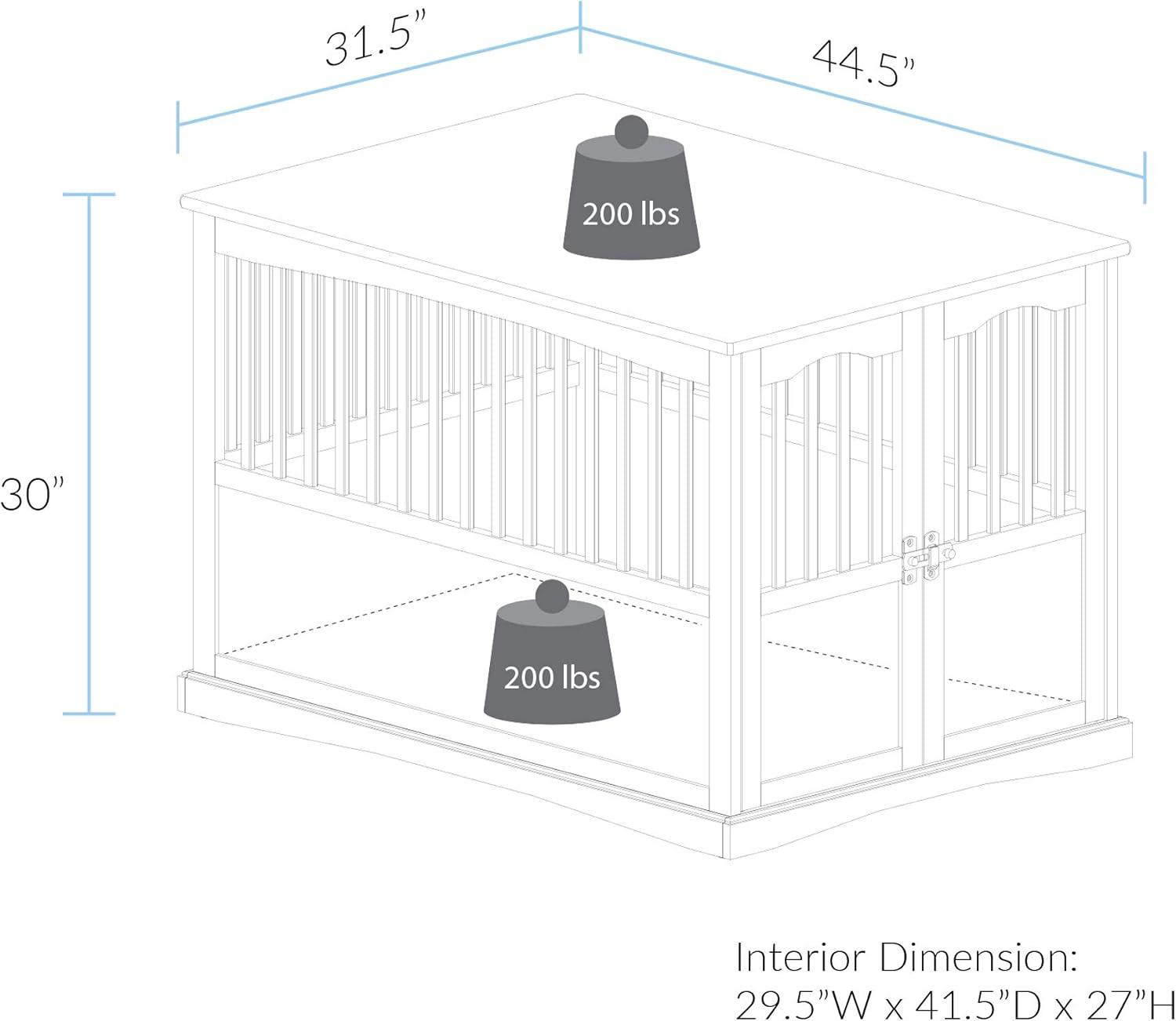 Casual Home Pet Crate End Table-Weight Supported:200lbs (Top)