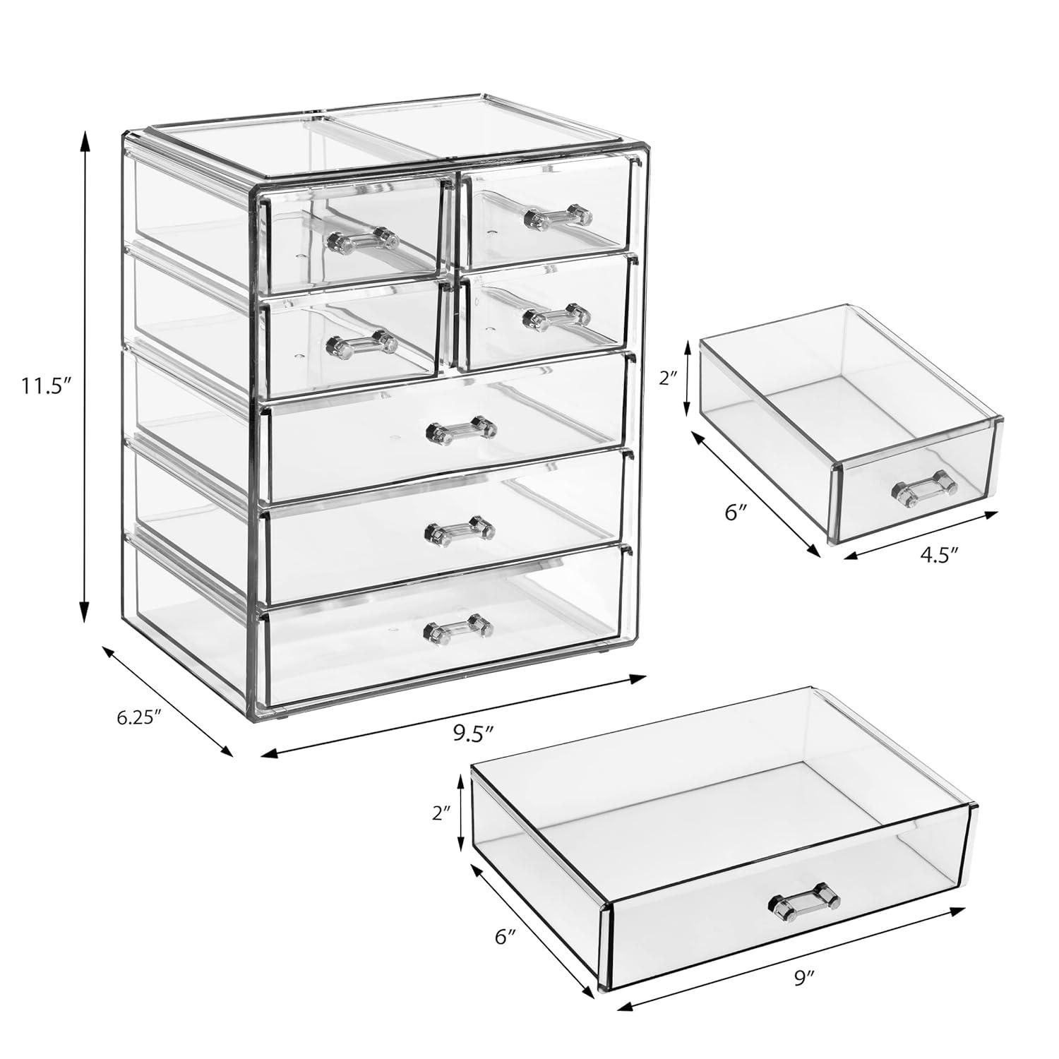 Sorbus Sorbus 7 Drawers Acrylic Makeup and Jewelry Cosmetics Organizer with Mesh Padding in Black