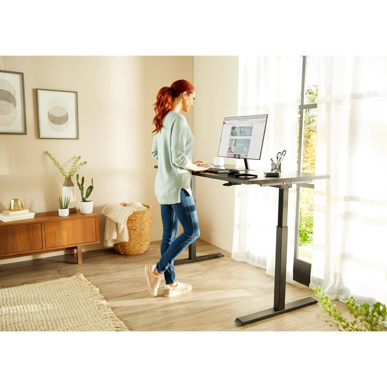 Realspace® Magellan 60"W Pneumatic Height-Adjustable Standing Desk, Espresso