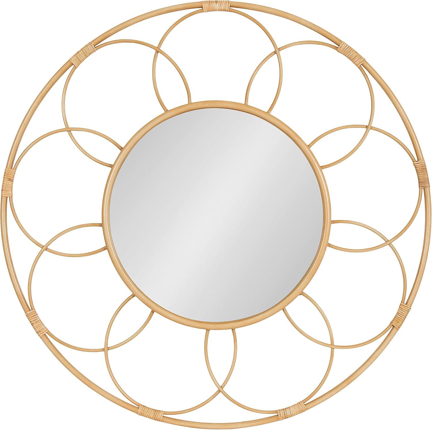 34"x34" Cori Round Rattan Mirror - Kate & Laurel All Things Decor