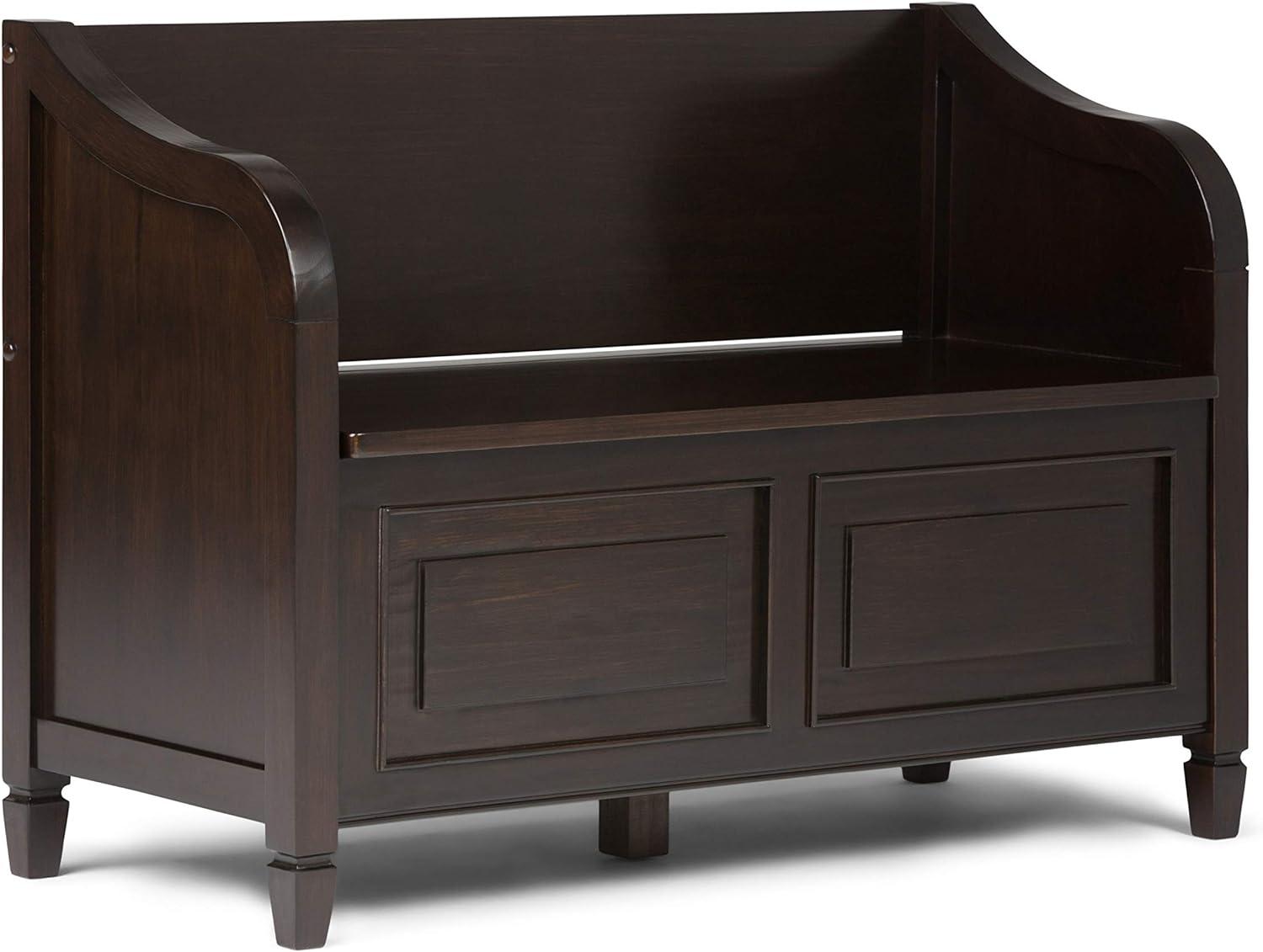 Connaught Dark Chestnut Brown Solid Wood Storage Bench