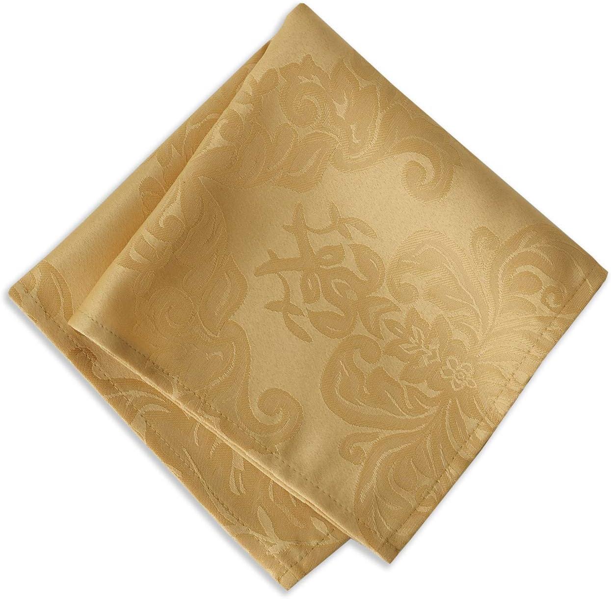 Barcelona Jacquard Damask Stain Resistant Tablecloth - 60" x 144" Rectangle - Gold - Elrene Home Fashions
