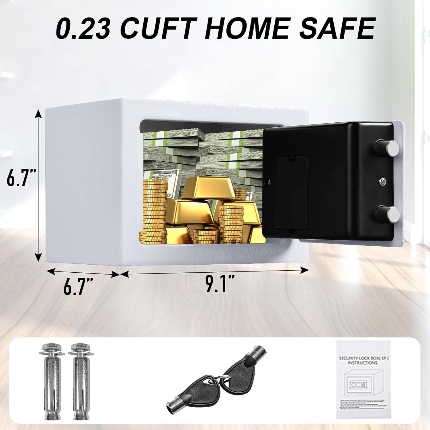 MASTER CRAFT WINDOW AND DOOR Safe Box 0.23 Cubic Feet Electronic Digital Security Box, Keypad Lock Box Cabinet Safes, Solid Alloy Steel Office Hotel Home Safe