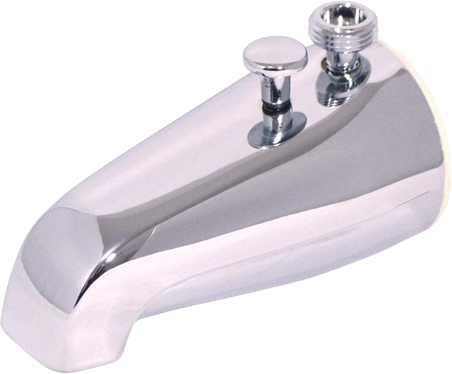 Tub Spout With Rear Diverter And Brass Top Shower Adapter, 3/4 Inch To 1/2 Inch IPS Face Bushing, 5-1/4 Inch Length, Chrome Finish