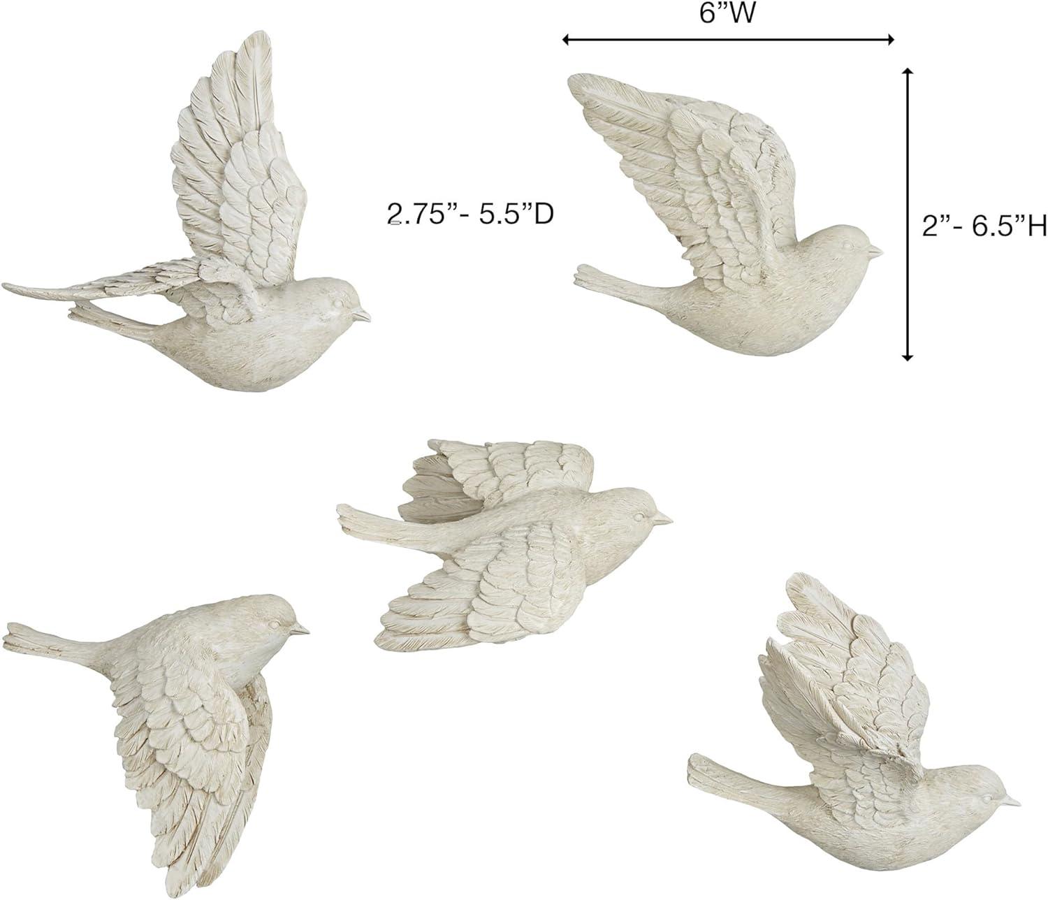 Soaring Birds Antique White Wall Accents Set of Five