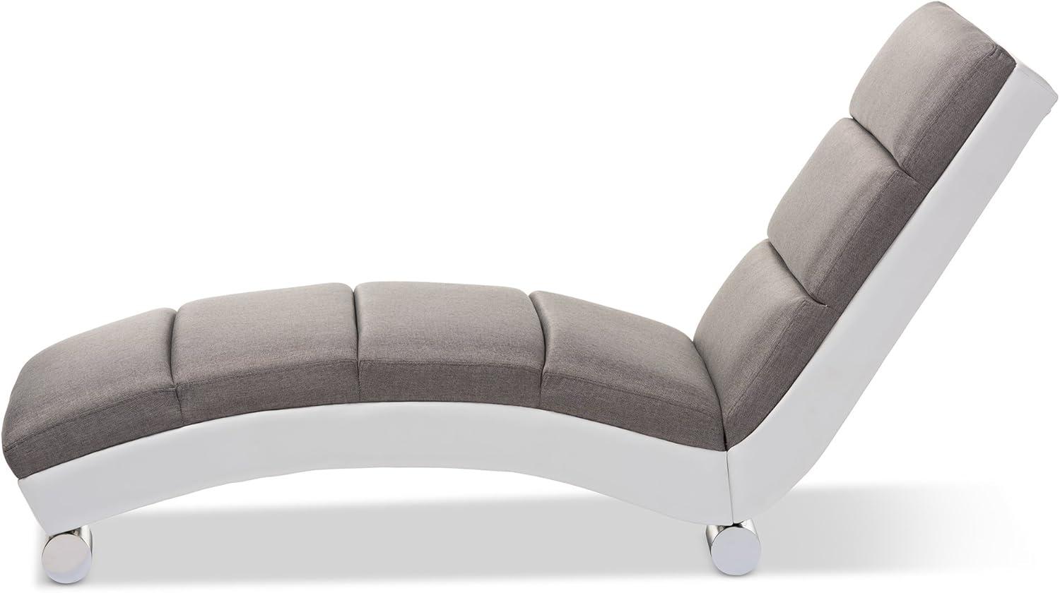 Baxton Studio Percy Modern and Contemporary Grey Fabric and White Faux Leather Upholstered Chaise Lounge