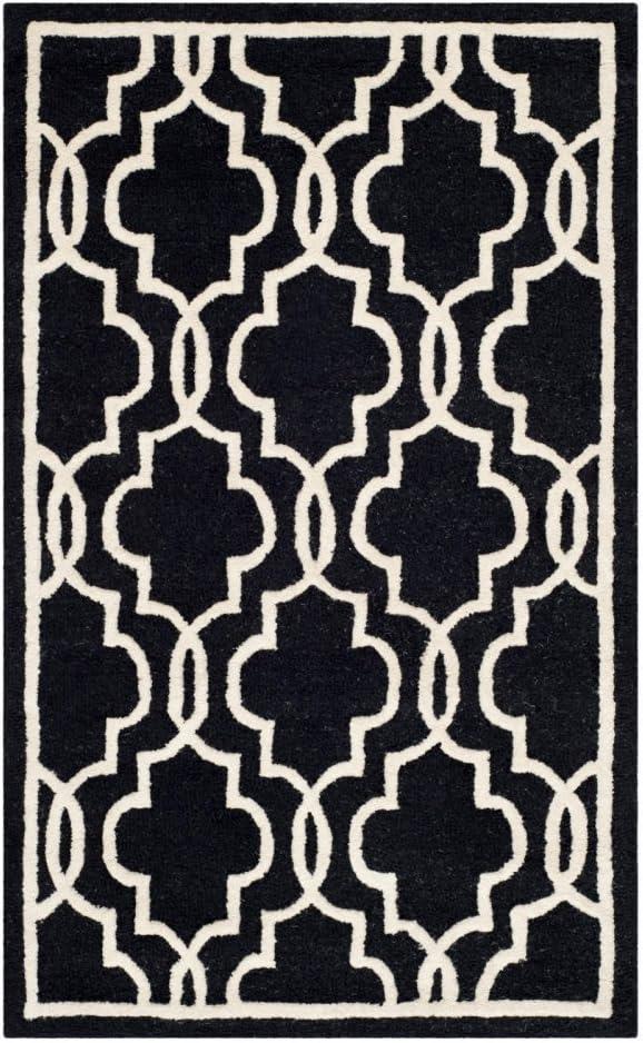 SAFAVIEH Cambridge Kyle Geometric Wool Area Rug, Black/Ivory, 2'6" x 4'