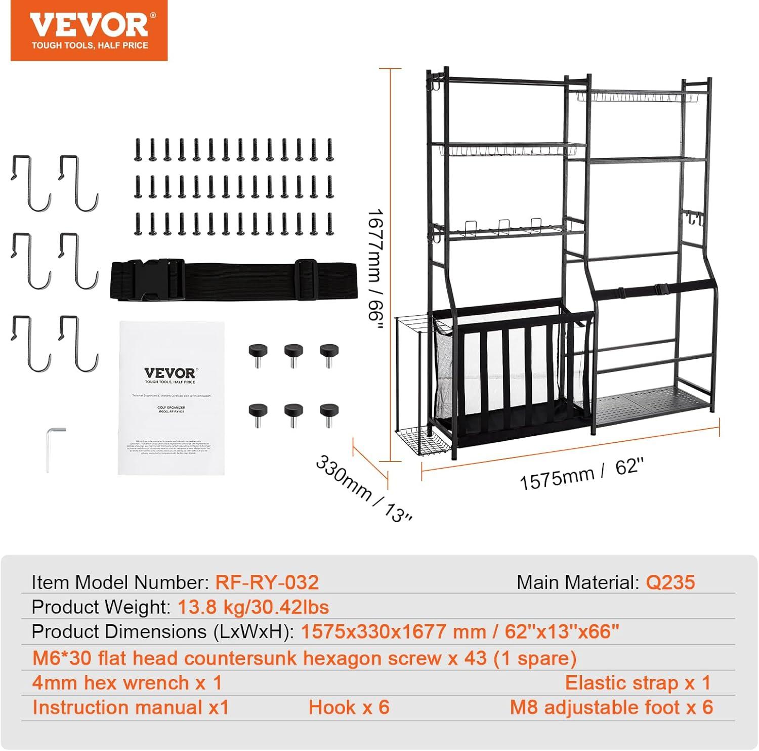 VEVOR GEFSNJHSF0G2GAR4SV0 Steel Freestanding Adjustable Multi-Use Sports Rack