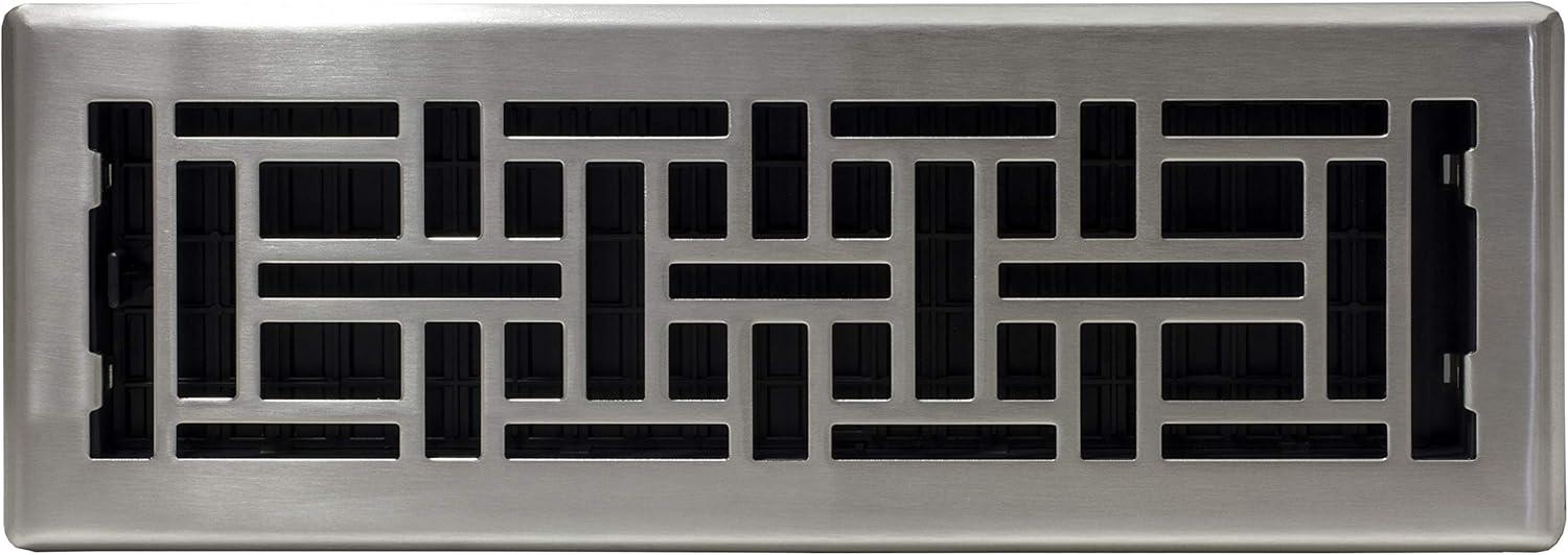 Brushed Nickel Oriental Floor Register 4x14 Inch