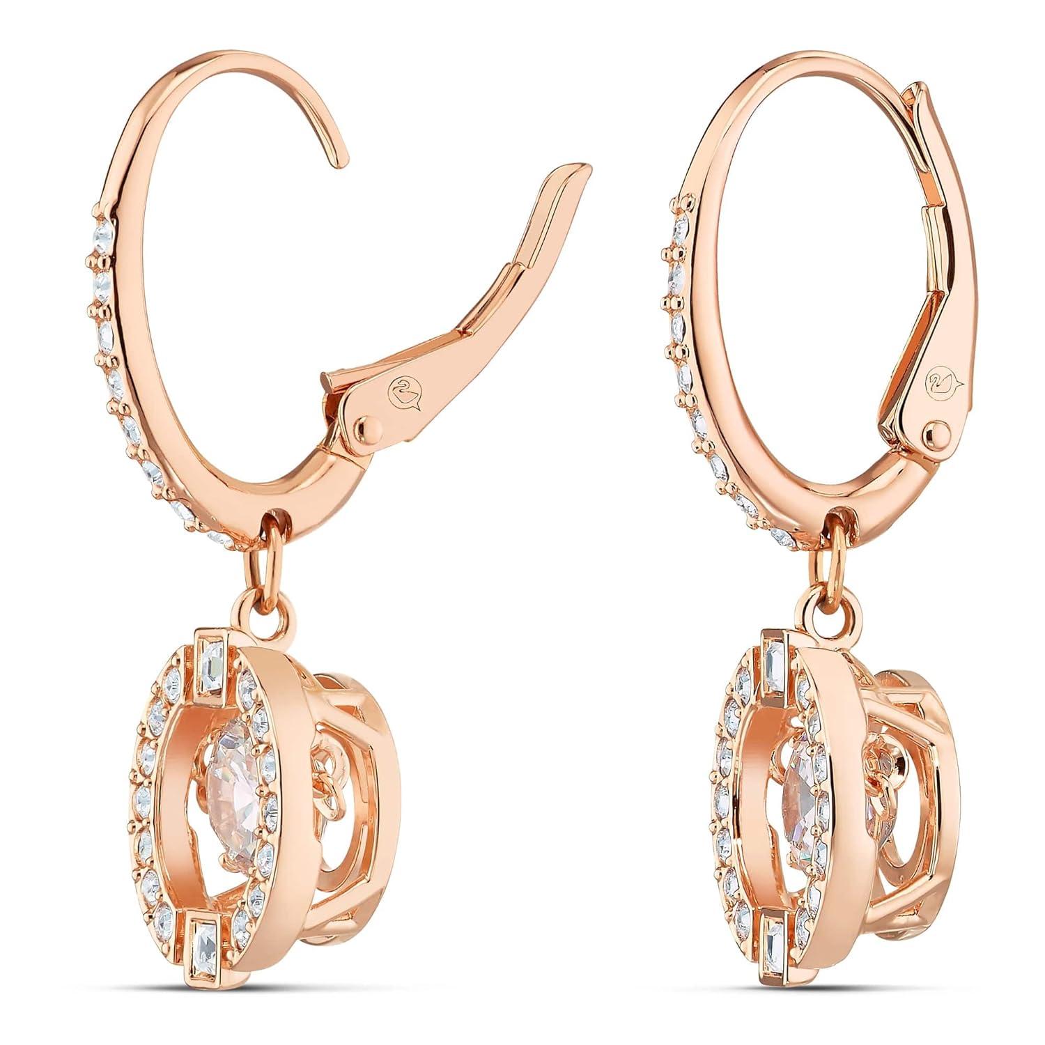 Elegant Rose Gold Plated Swarovski Crystal Drop Earrings