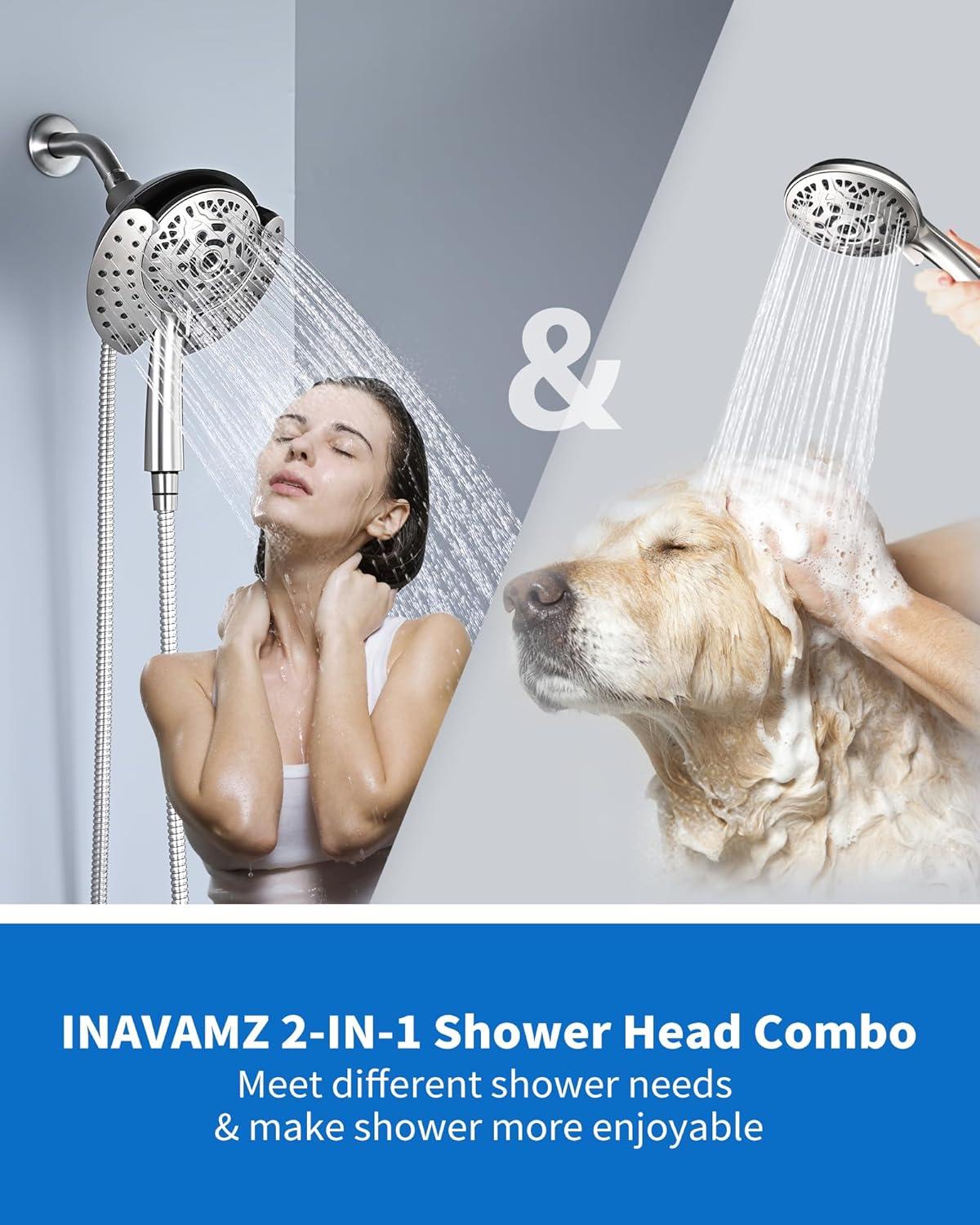 Shower Heads with Handheld Spray Combo: 7.2" Rain Shower Head & Handheld Shower Head 2-IN-1