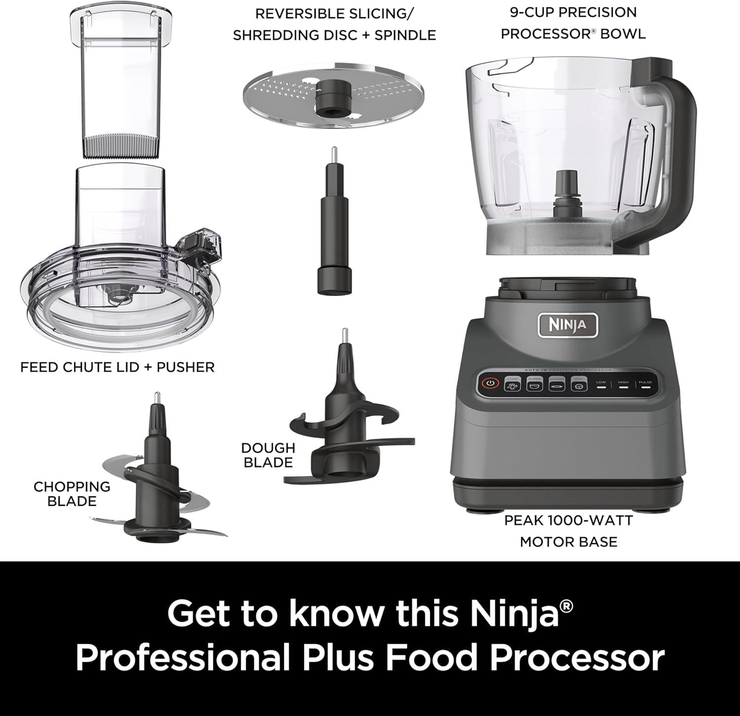 Ninja 9-Cup Silver Food Processor with Variable Speed and Attachments