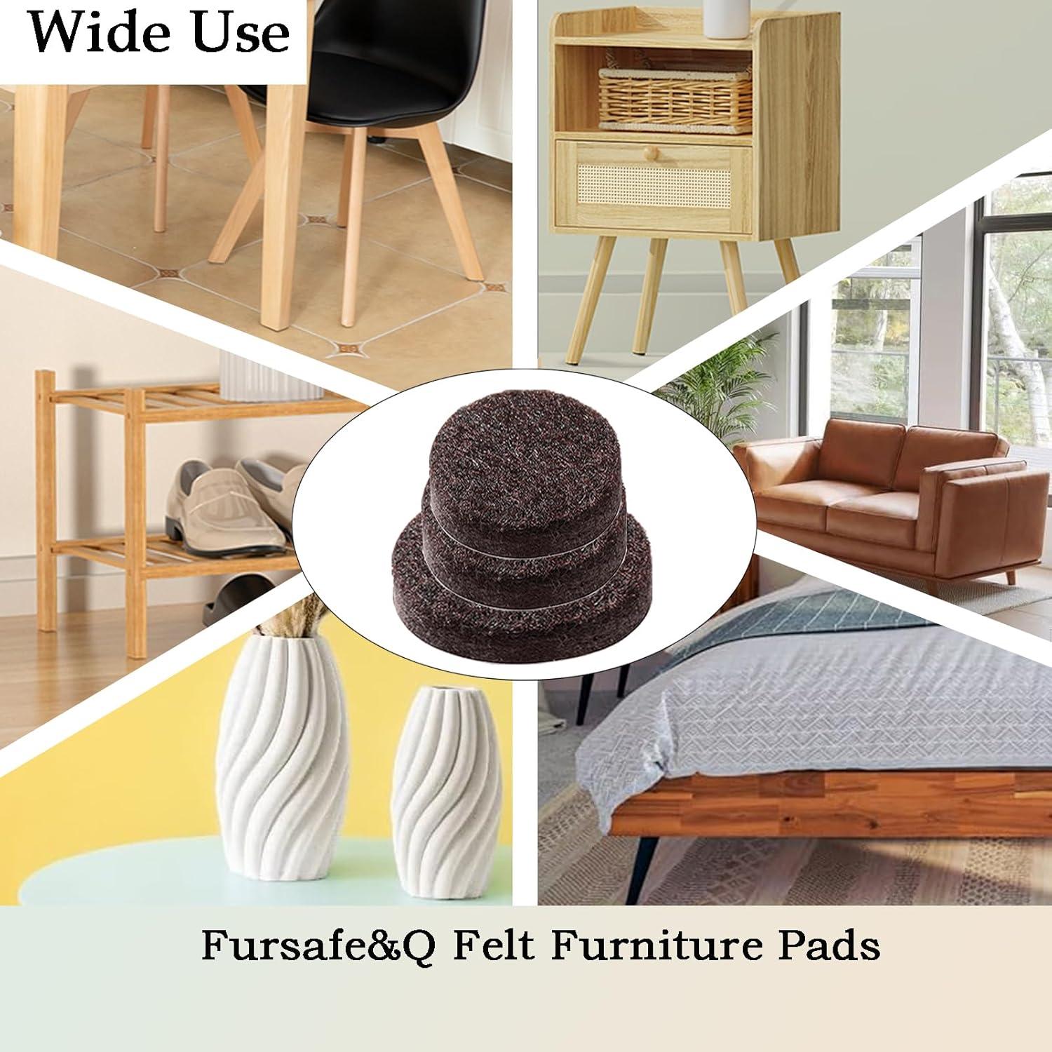 Fursafe&Q Felt Furniture Pads, Furniture Felt Pads for Hardwood Floors -Self Adhesive Chair Leg Floor Protectors, Protect from Nicks, Dents and Scratches, Chair Feet Protectors 136 Pcs Chair Feet