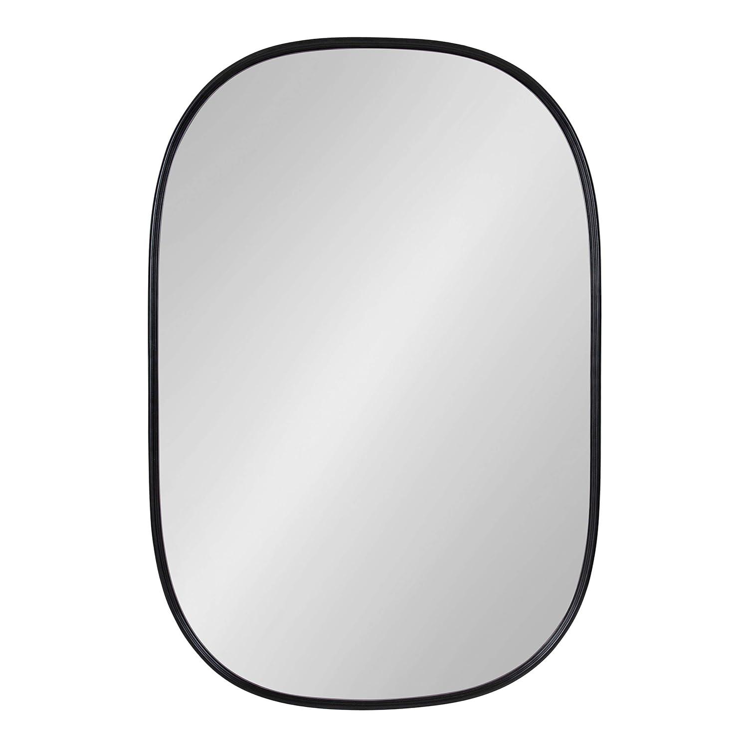 Kate and Laurel Caskill Mid-Century Modern Decorative Wall Mirror, 24" x 35.5", Black, Rounded Edged Rectangular Frame
