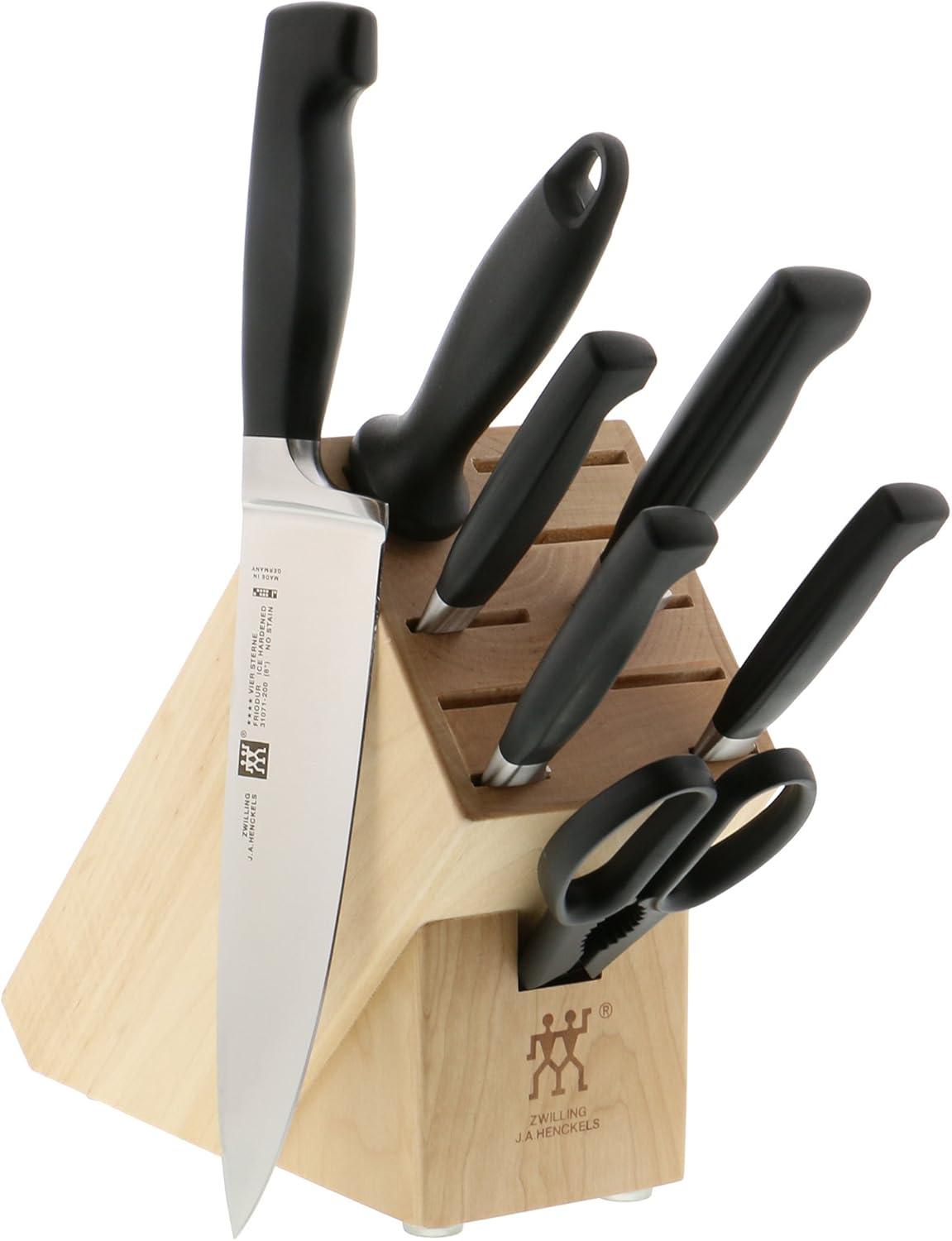 Zwilling Four Star 8-Piece Knife Block Set with Natural Wood