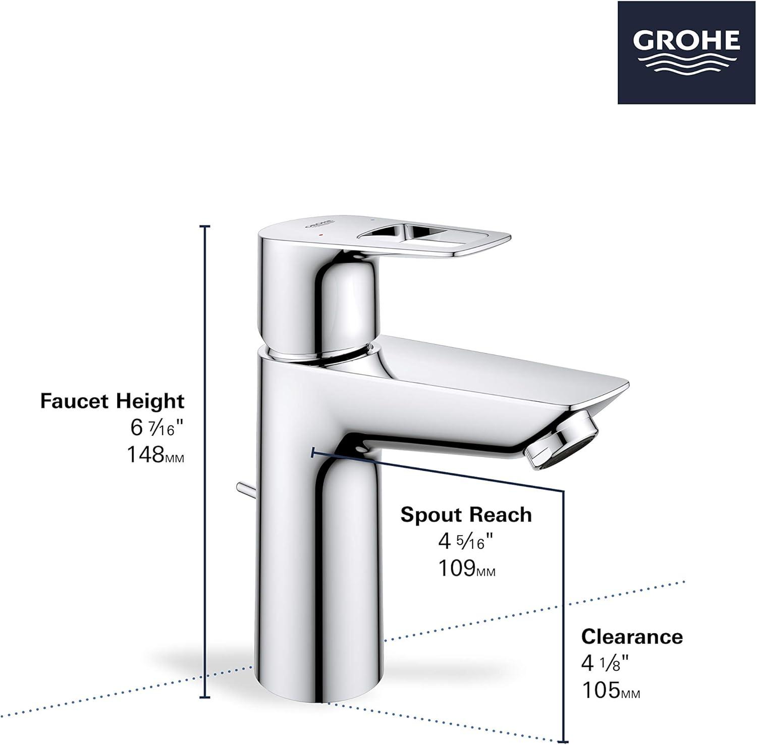 Sleek BauLoop Polished Chrome Single-Handle Bathroom Faucet