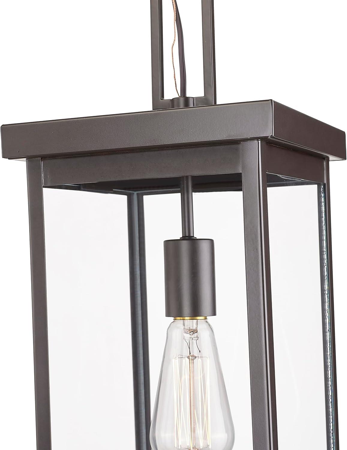 20" Bronze Outdoor Hanging Lantern with Clear Glass Shade