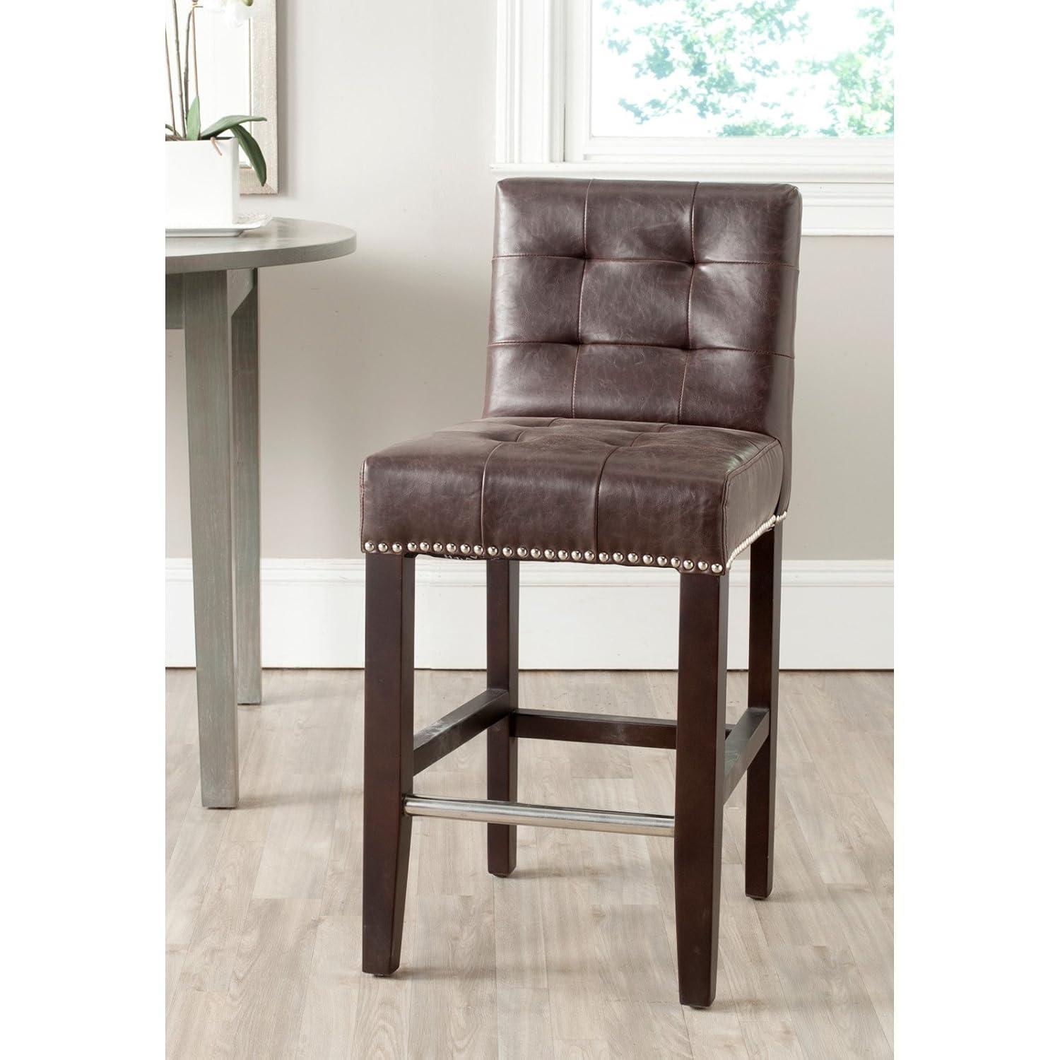 Thompson 23.9" Counter Stool with Silver Nail Heads - Clay - Safavieh