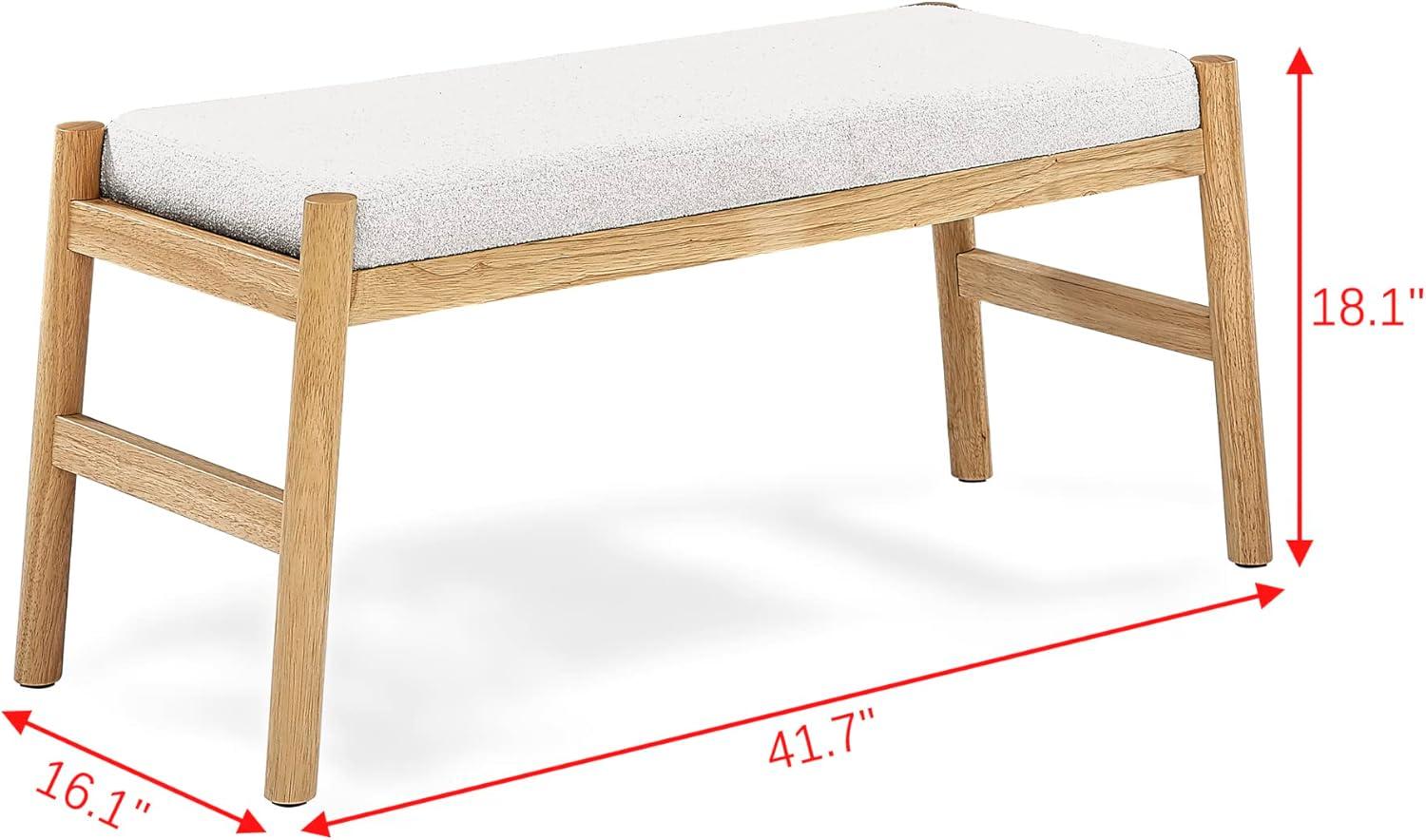 Beige Linen Upholstered Bench with Rubber Wood Frame