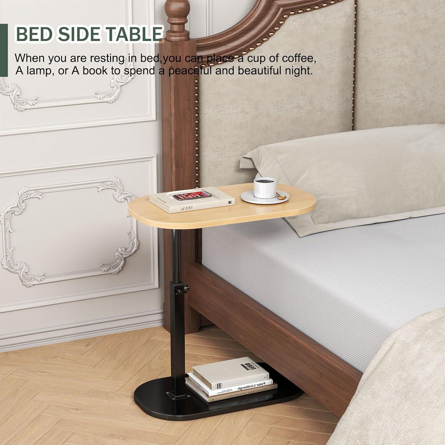 17 Stories C Shaped Side Table,Adjustable Height C Table End Table For Couch,360°Swivel Couch Side Tables Slide Laptop Desk For Sofa/Bed/Bathtub/Rotating Tabletop