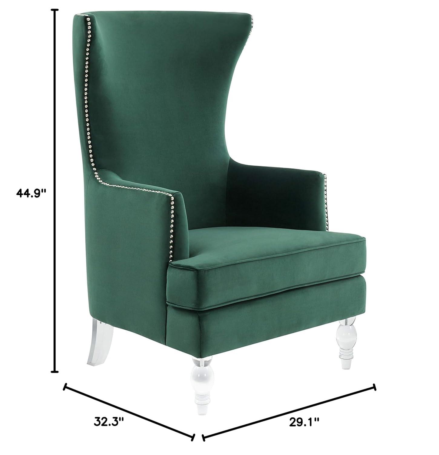 SAFAVIEH Couture Geode Modern Velvet Solid Wingback Chair, Forest Green
