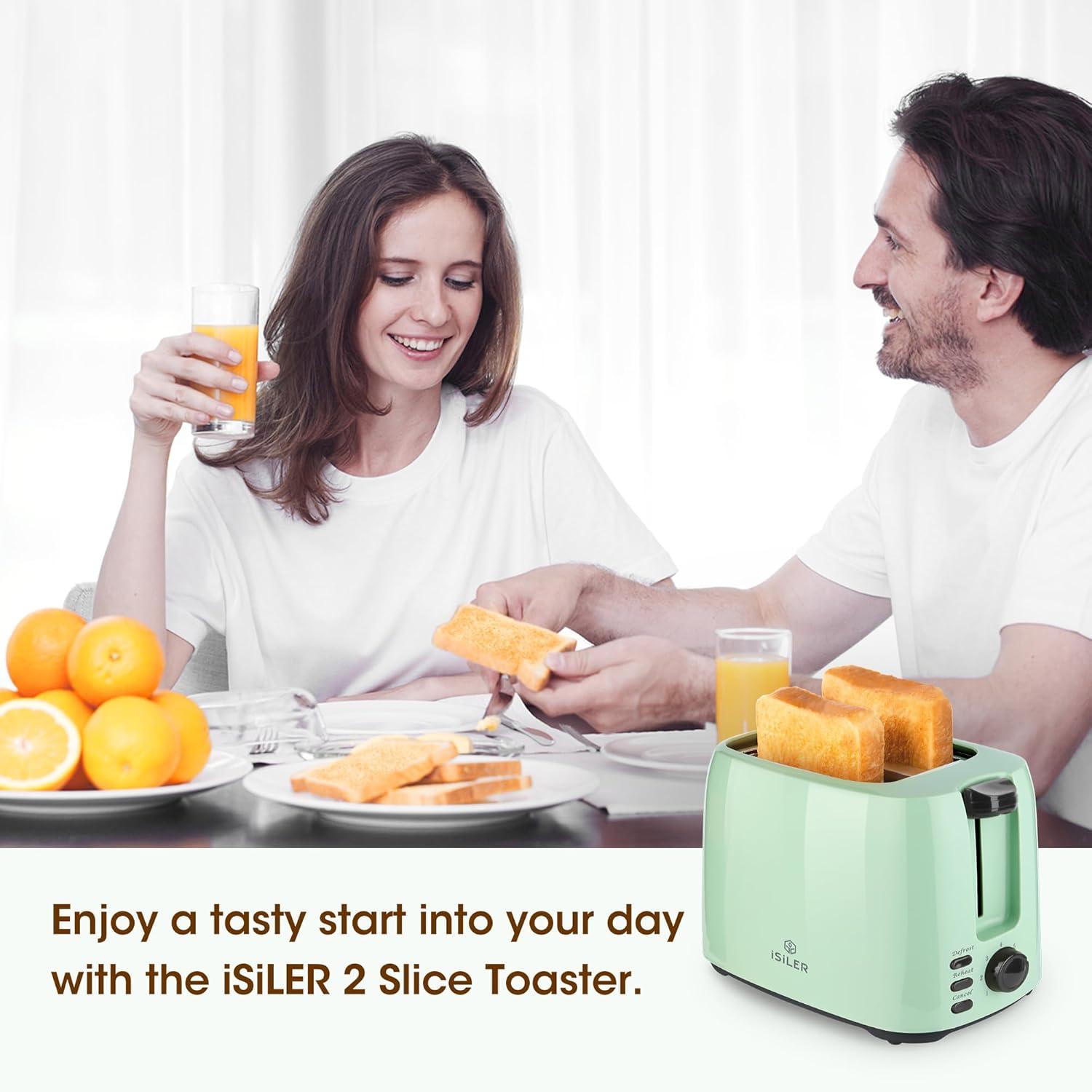 JADOOG 2 Slice Toaster, 1.3 Inches Wide Slot Bagel Toaster With 7 Shade Settings And Double Side Baking