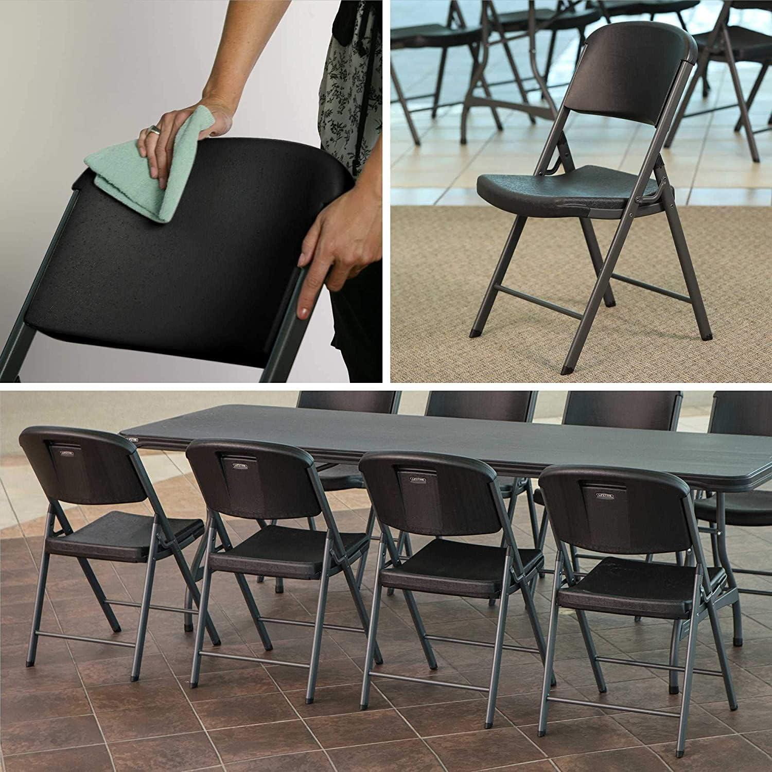 Lifetime Folding Chair, Indoor/Outdoor Commercial, Adult, Black, 4 Pack (80187)