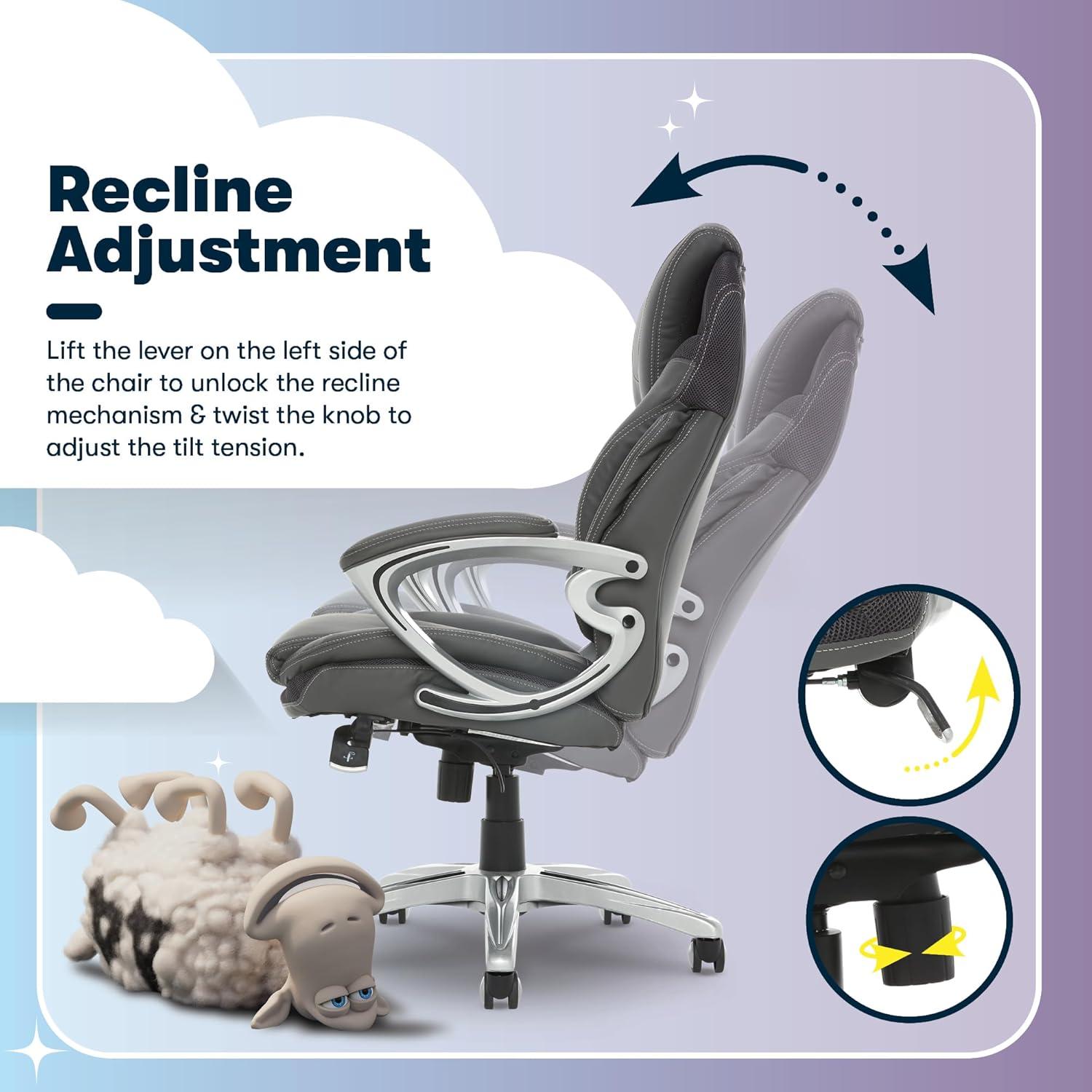 Serta Bryce Executive Office Chair with Patented AIR Lumbar Technology and Layered Body Pillows