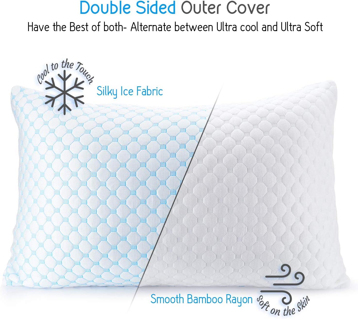 Sanders Collection Nestl Coolest Heat and Moisture Reducing Ice Silk Pillow - Gel Infused Adjustable, Breathable, and Washable Memory Foam Pillow