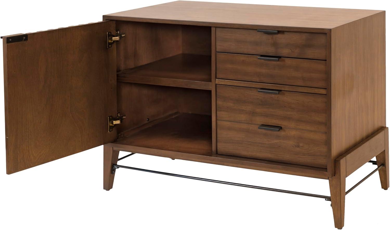 Mid-century Wood Modern Small Console with File Drawers Brown