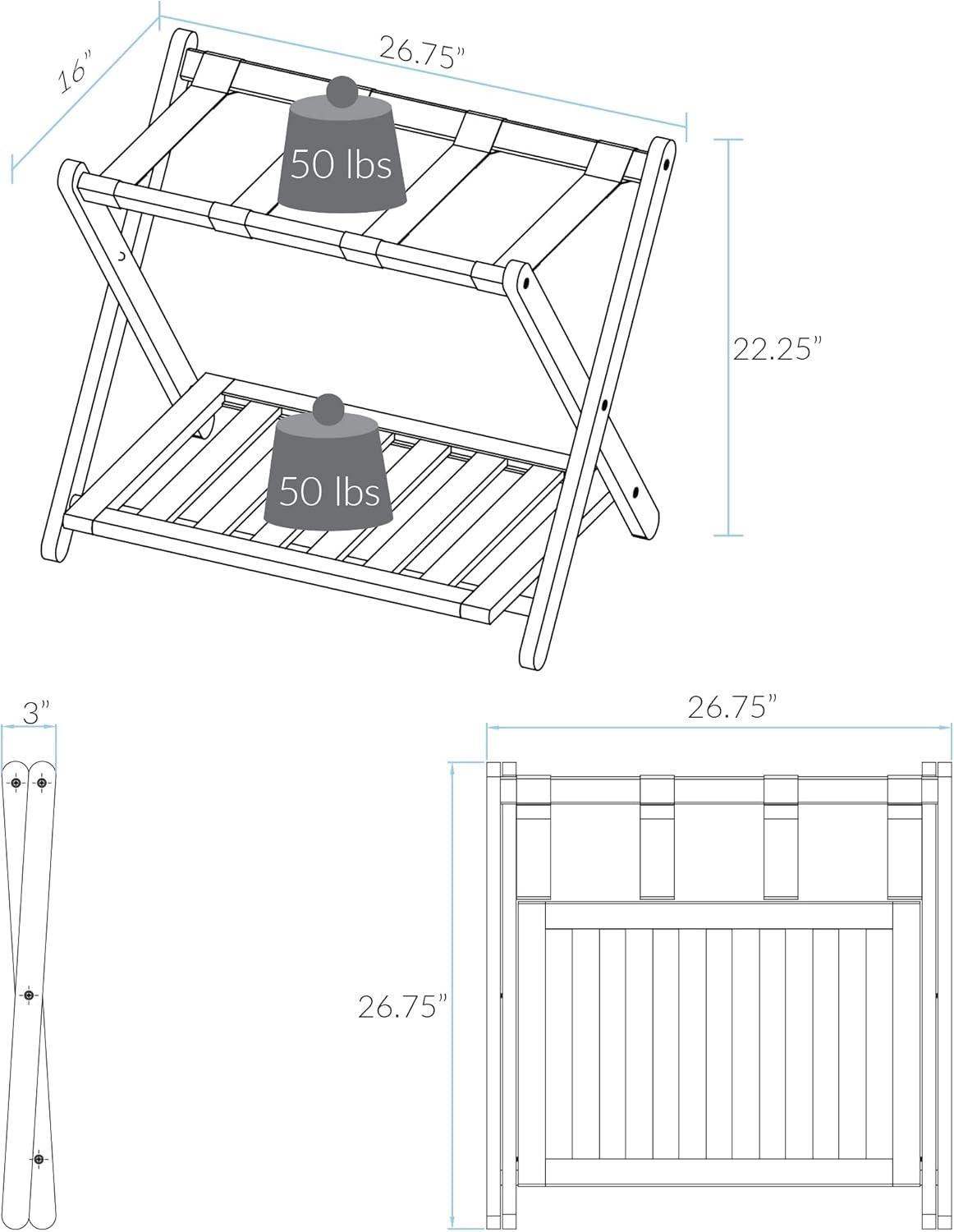 Luggage Rack with Shelf White : Hotel-Style, Folding, No Assembly Required