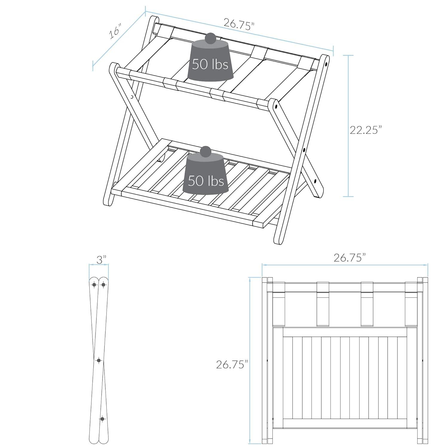 WRIWON Luggage Rack, 26.75" Wide with Shelf