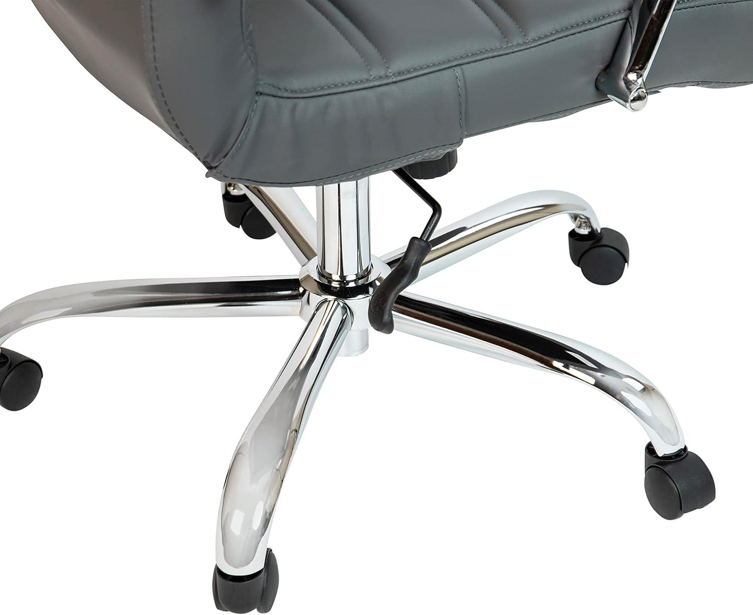 Whitney High-Back Swivel LeatherSoft Desk Chair with Armrests, Gray/Chrome