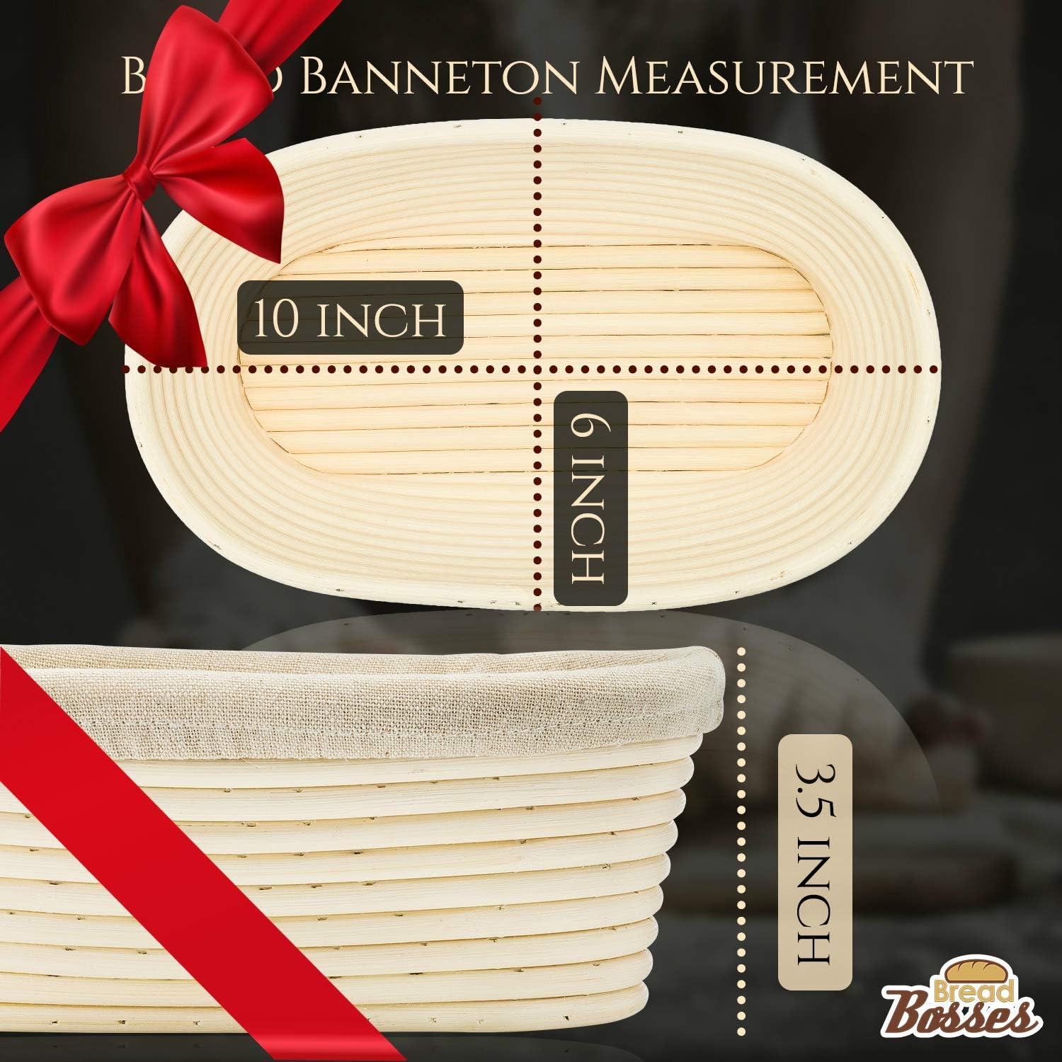 Oval Bread Banneton Proofing Basket - 10 Inch Baskets Sourdough Brotform Proofing Basket Set Banaton Towel for Baking Oval Proofing for Sourdough Bread Making Starter Jar Kit - Great As A Gift