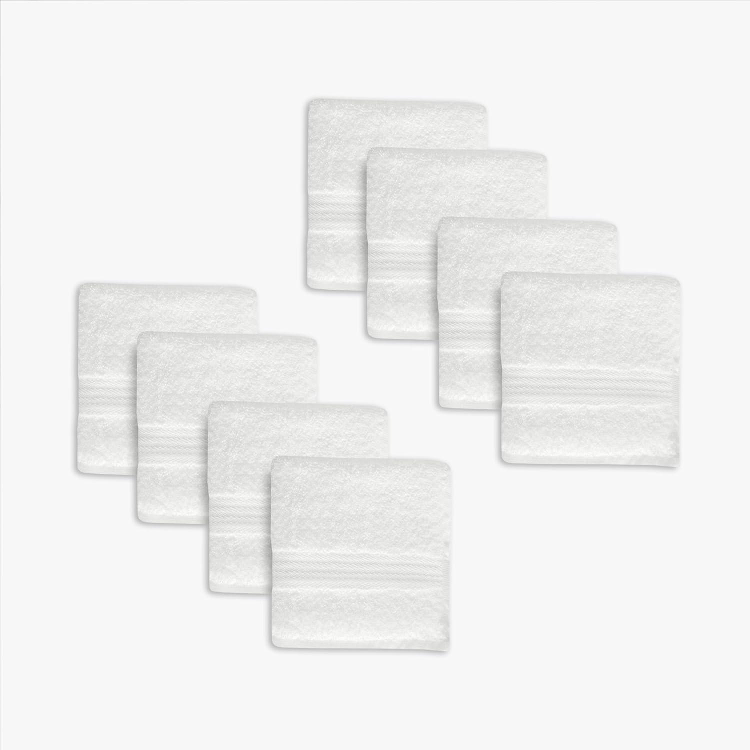 True Classics 8-Piece Washcloth Set, White