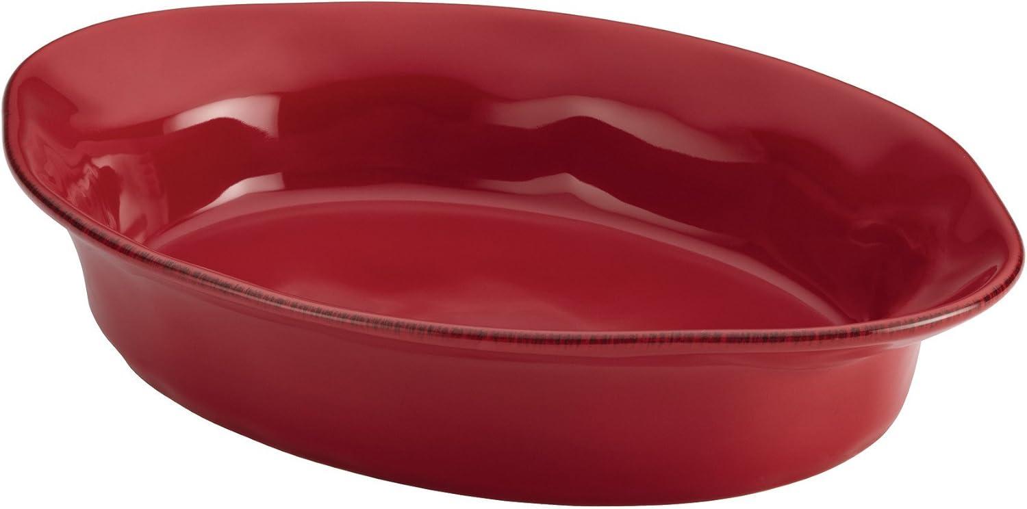 Rachael Ray Cucina Stoneware 2-Quart Oval Baker, Pumpkin Orange