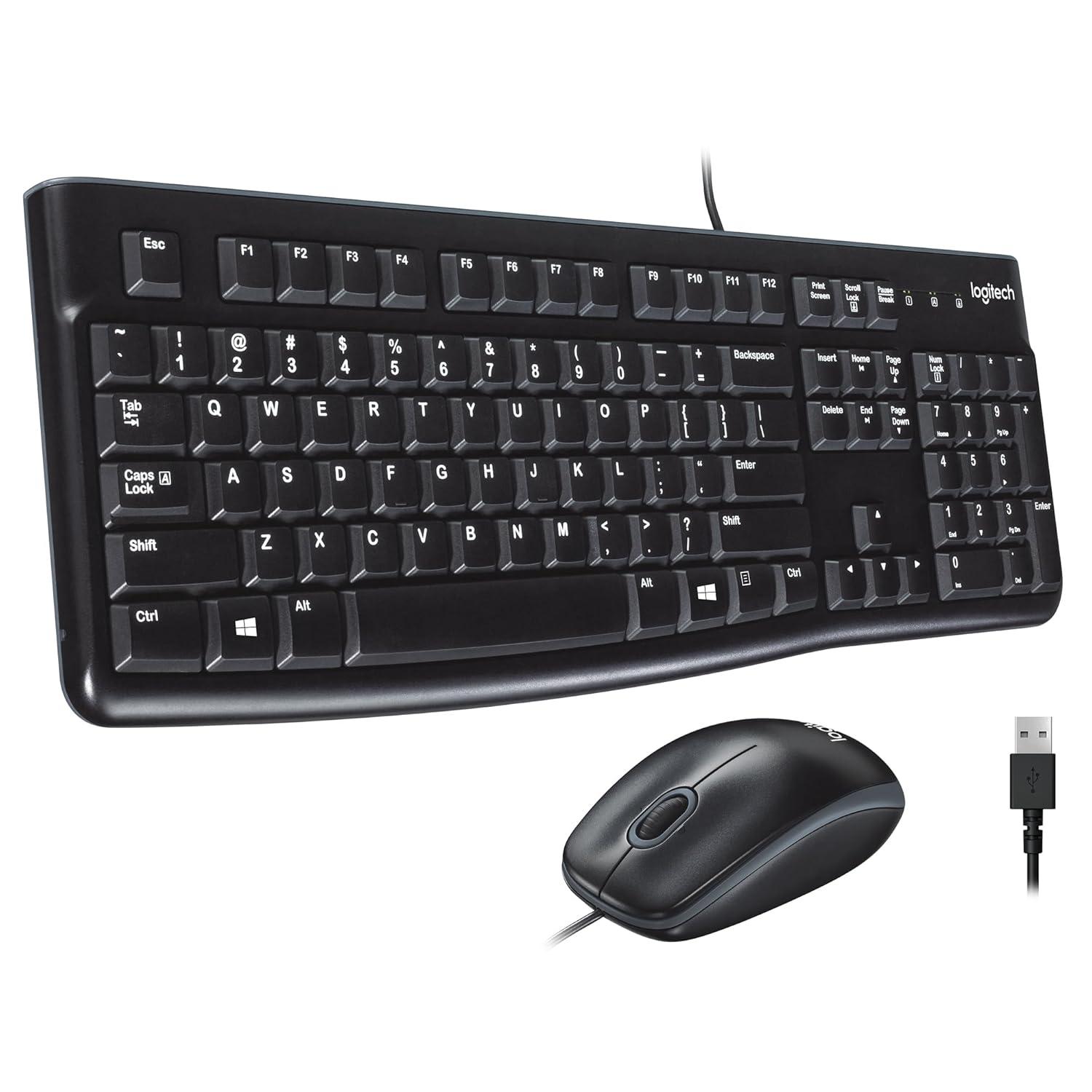 Mk120 Wired Keyboard + Mouse Combo, Usb 2.0, Black
