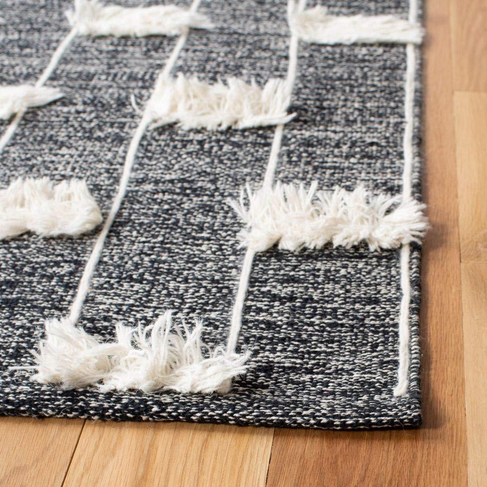 Striped Kilim STK508 Hand Woven Area Rug - Black/Ivory - 8'x10' - Safavieh.